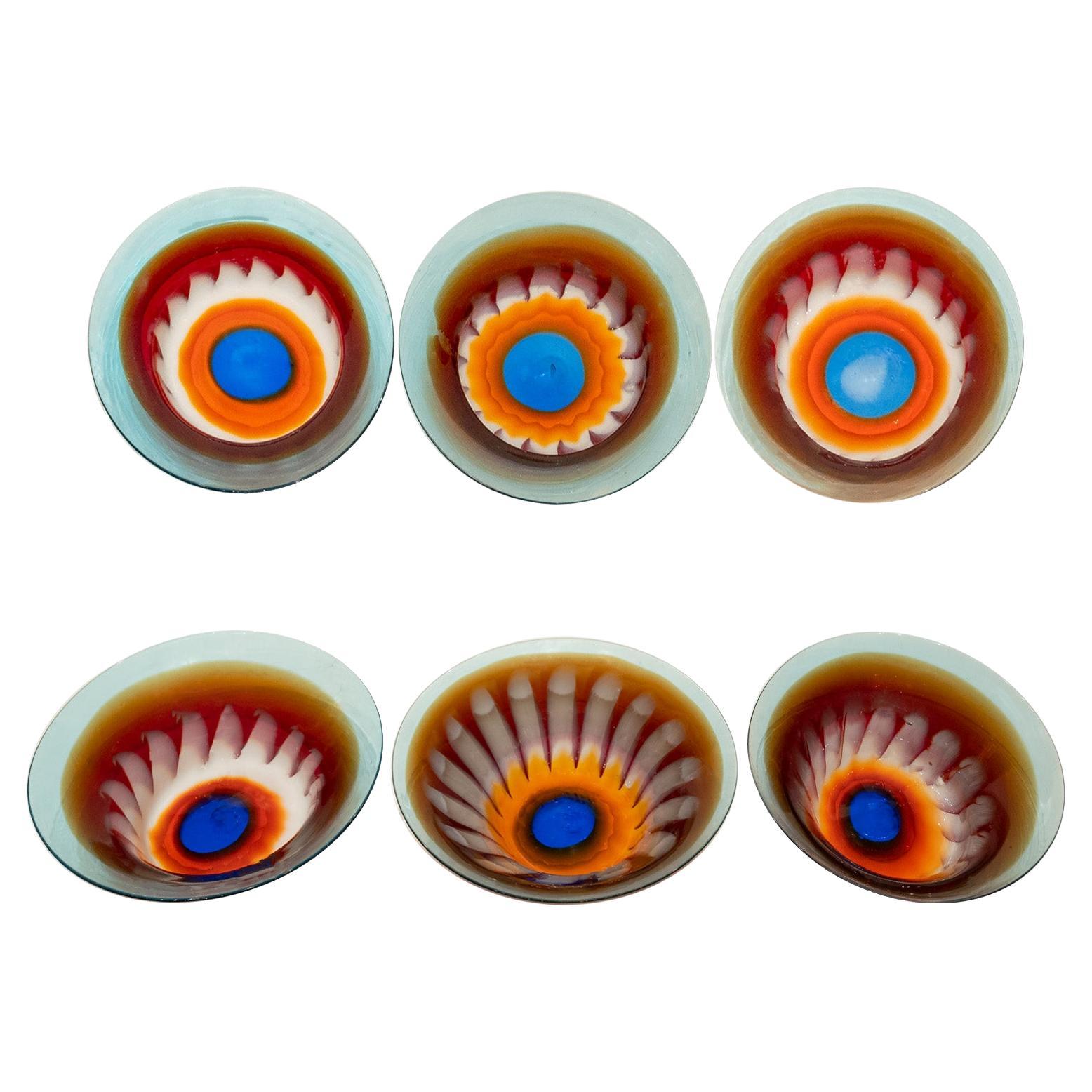 Anzolo Fuga Rare Set of 11 Hand-Blown Astrale Plates/Bowls Early-1960s