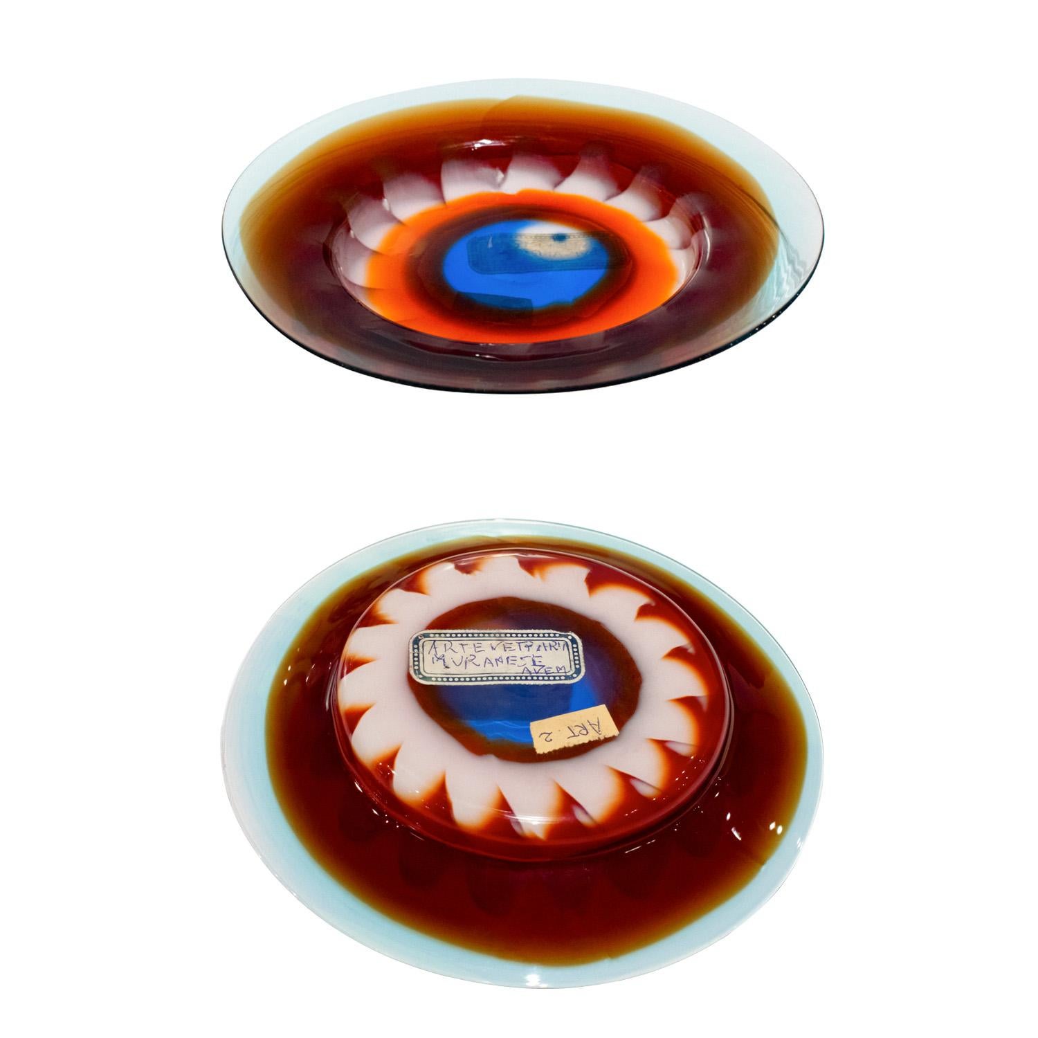 Italian Anzolo Fuga Rare Set of 10 Hand-Blown Astrale Plates/Bowls Early-1960s For Sale