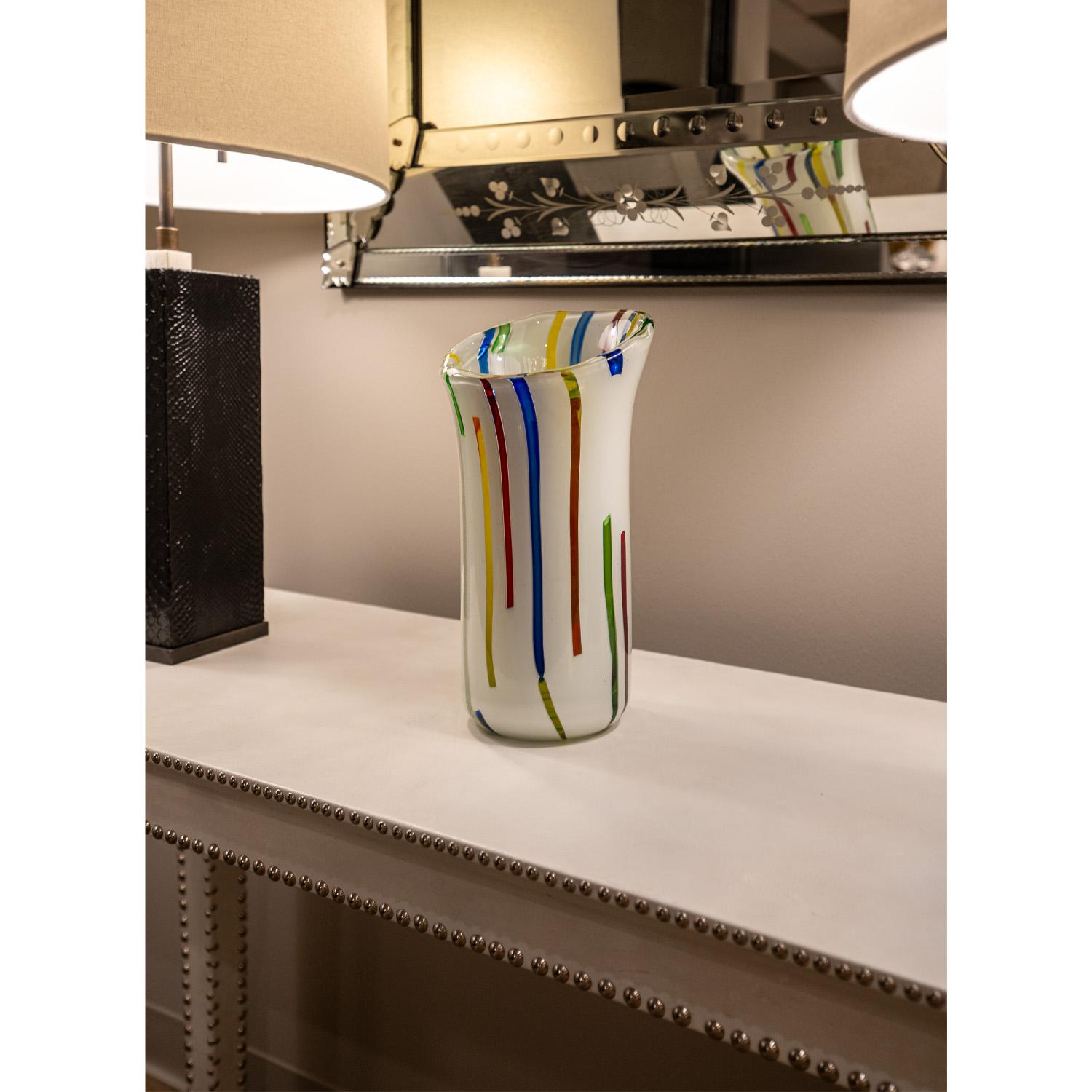 Anzolo Fuga-Vase mit vertikalen Stäben 1955-56 (Glaskunst) im Angebot