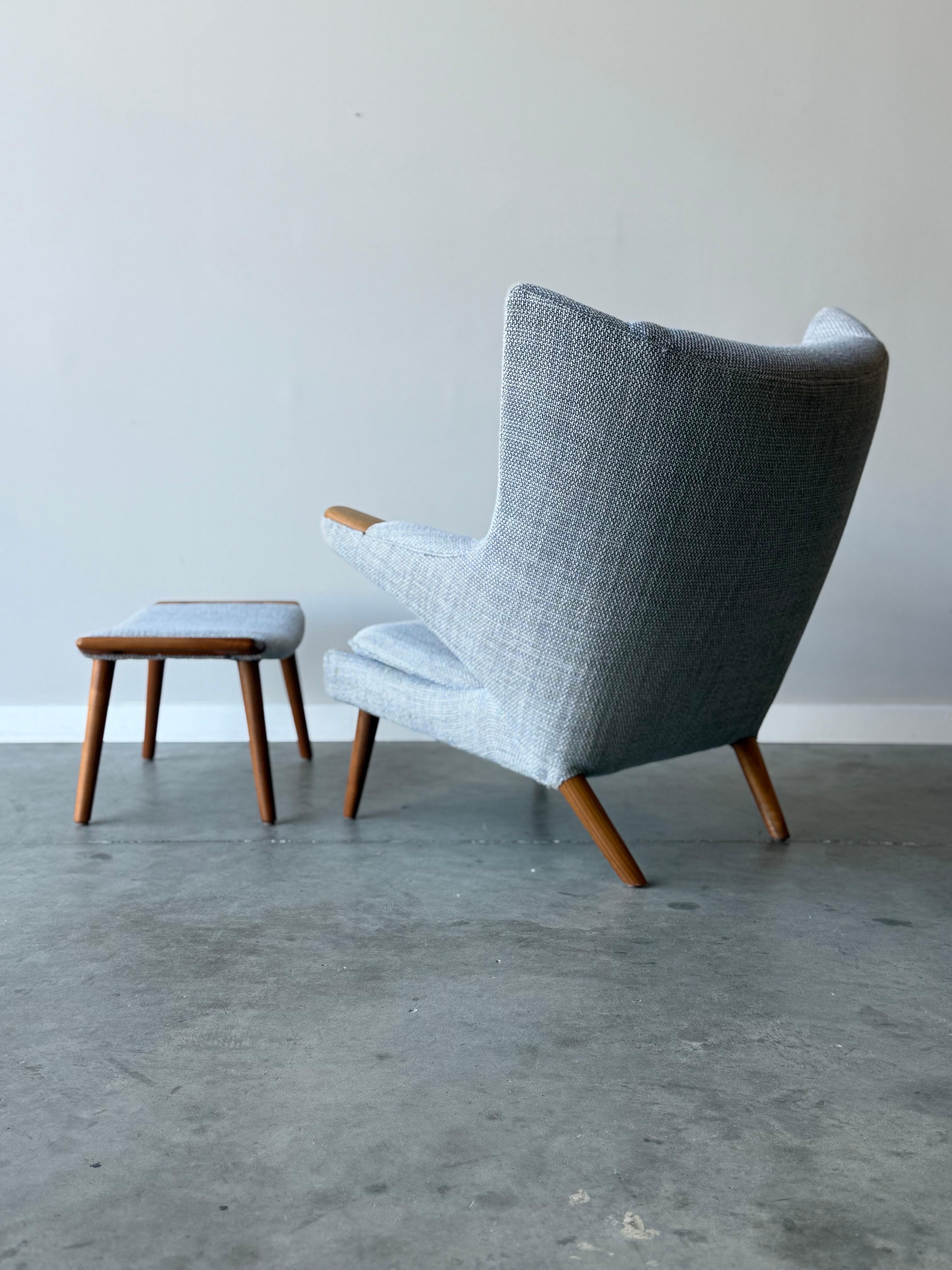 Mid-Century Modern AP-19 Papa Bear Chair and Ottoman by Hans J. Wegner & Manufactured by Modernica