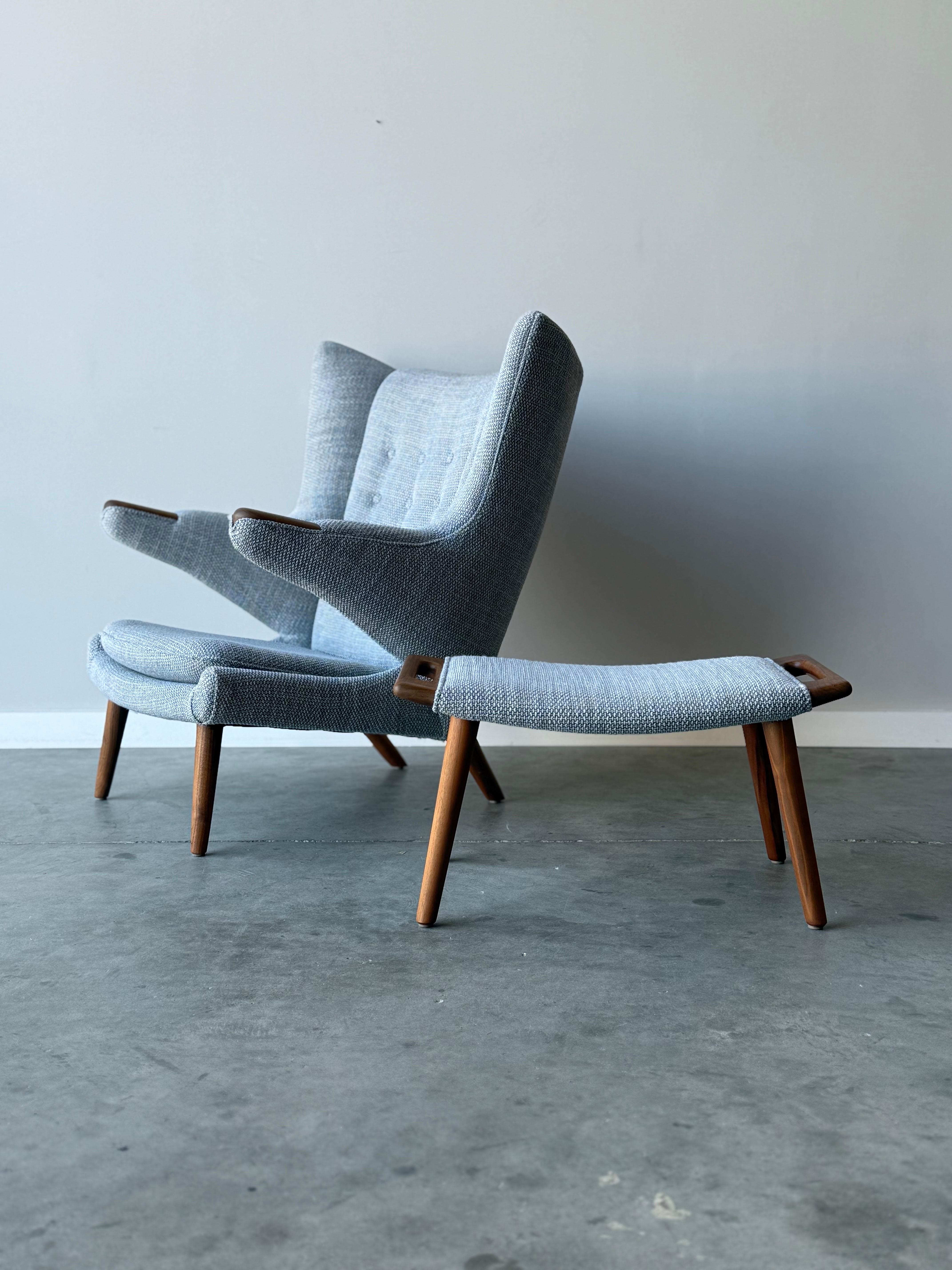 Fabric AP-19 Papa Bear Chair and Ottoman by Hans J. Wegner & Manufactured by Modernica