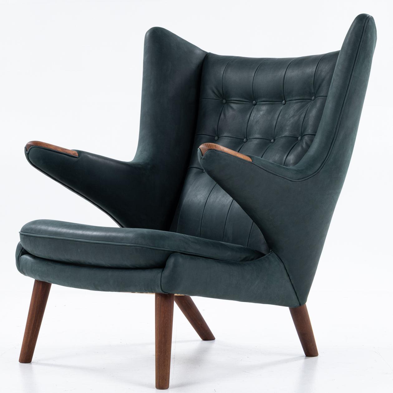 AP 19 - Reupholstered Papa Bear Chair in dark green 'Dunes' aniline leather (colour: Racing Green).

ABOUT THE ITEM: This is an original ‘Papa Bear Chair' by Hans J. Wegner, produced by the original manufacturer; AP Stolen. The chair is second-hand,
