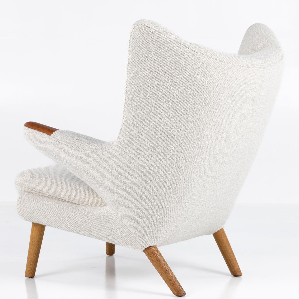 Danish AP 19 - Papa Bear chair & stool in new fabric by Hans J. Wegner For Sale