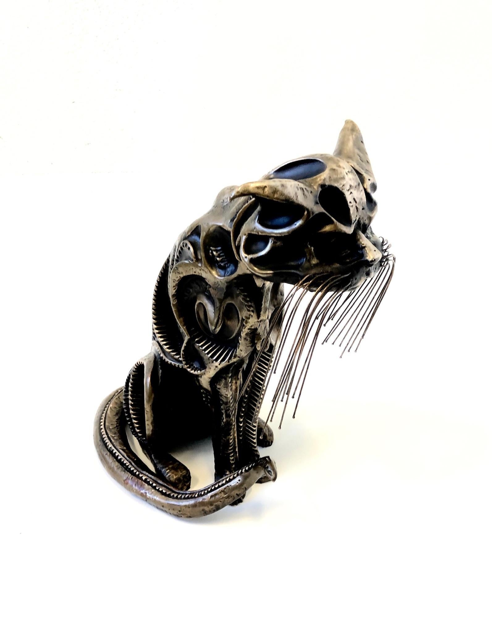 Late 20th Century AP Bronze Cat Sculpture Signed by John Jagger 