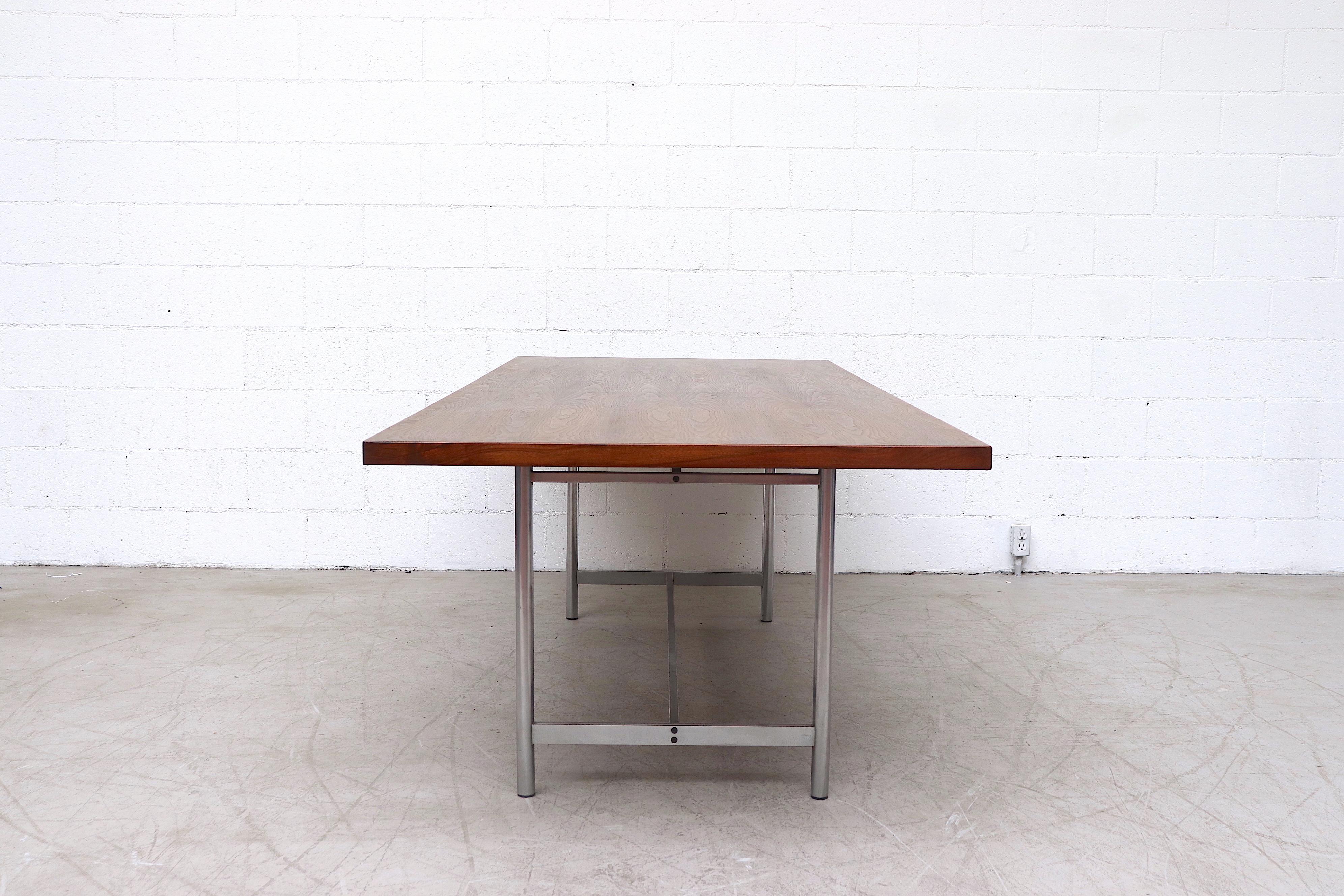 Mid-Century Modern AP Originals Pecan and Chrome Dining or Conference Table