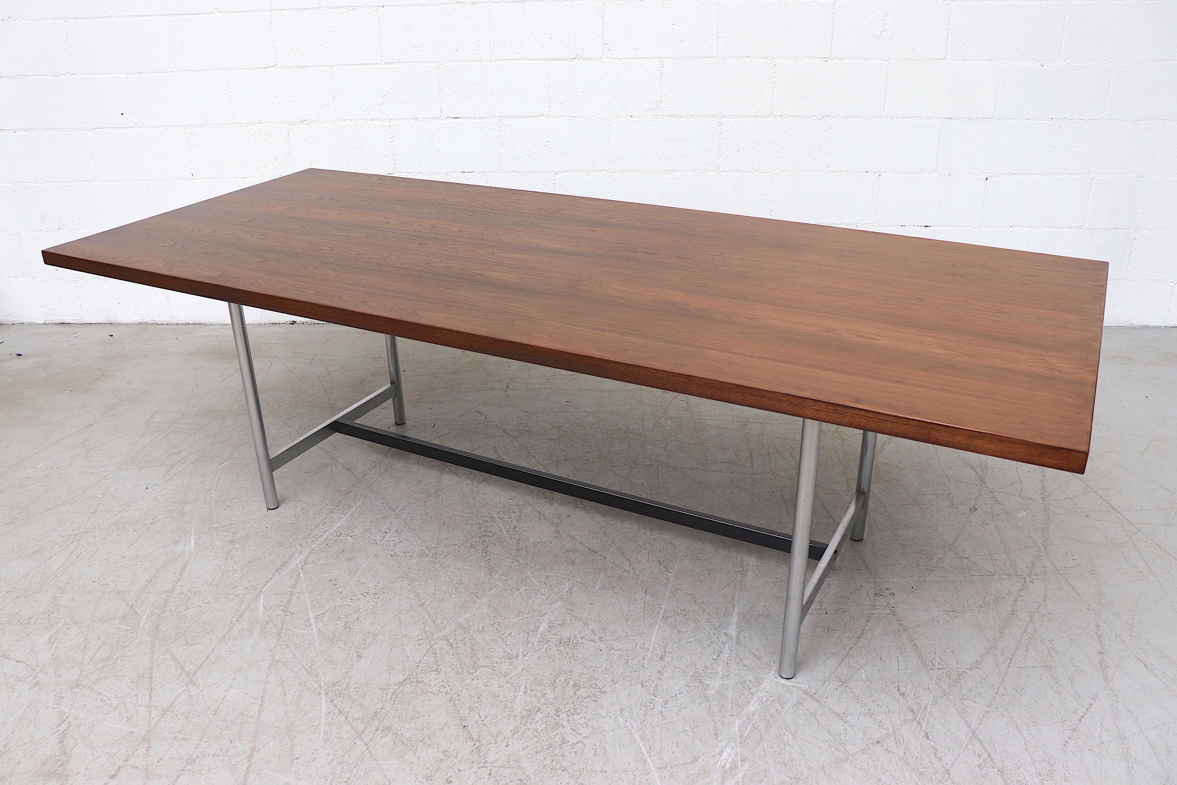 Enameled AP Originals Pecan and Chrome Dining or Conference Table