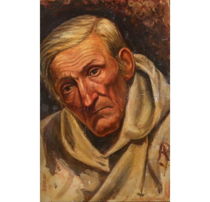 A.P. - Late 19th Century Oil, A Serious Monk For Sale 1