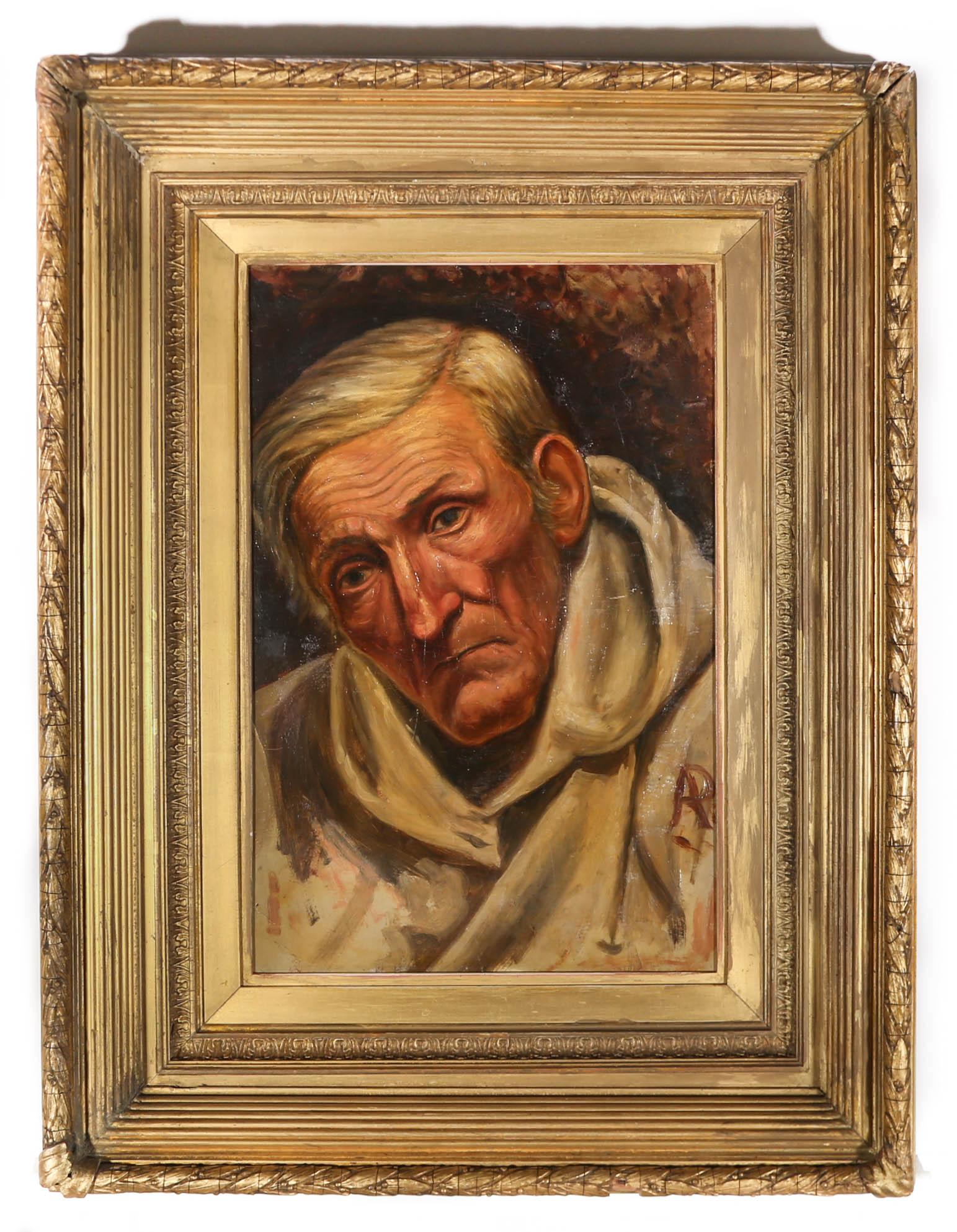 A.P. - Late 19th Century Oil, A Serious Monk For Sale 2