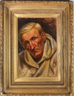 A.P. Ölgemälde, „A Serious Monk“, Ende des 19. Jahrhunderts