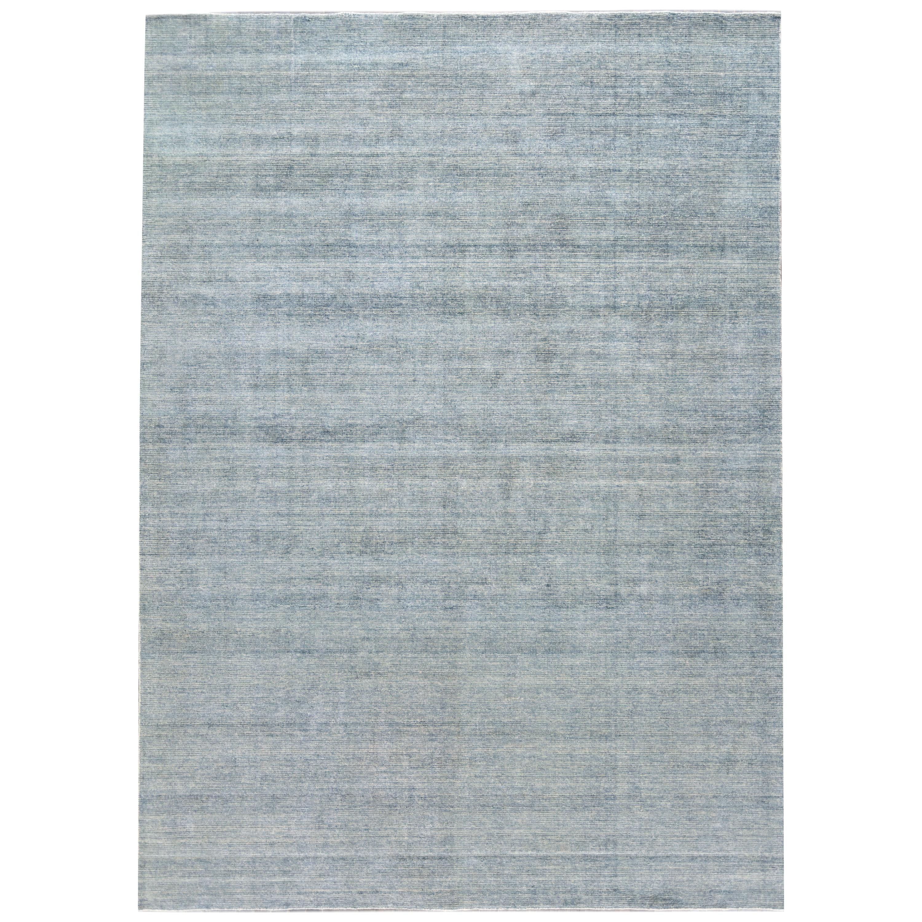 Tappeto Apadana Modern Bamboo/Silk Boho Blue fatto a mano