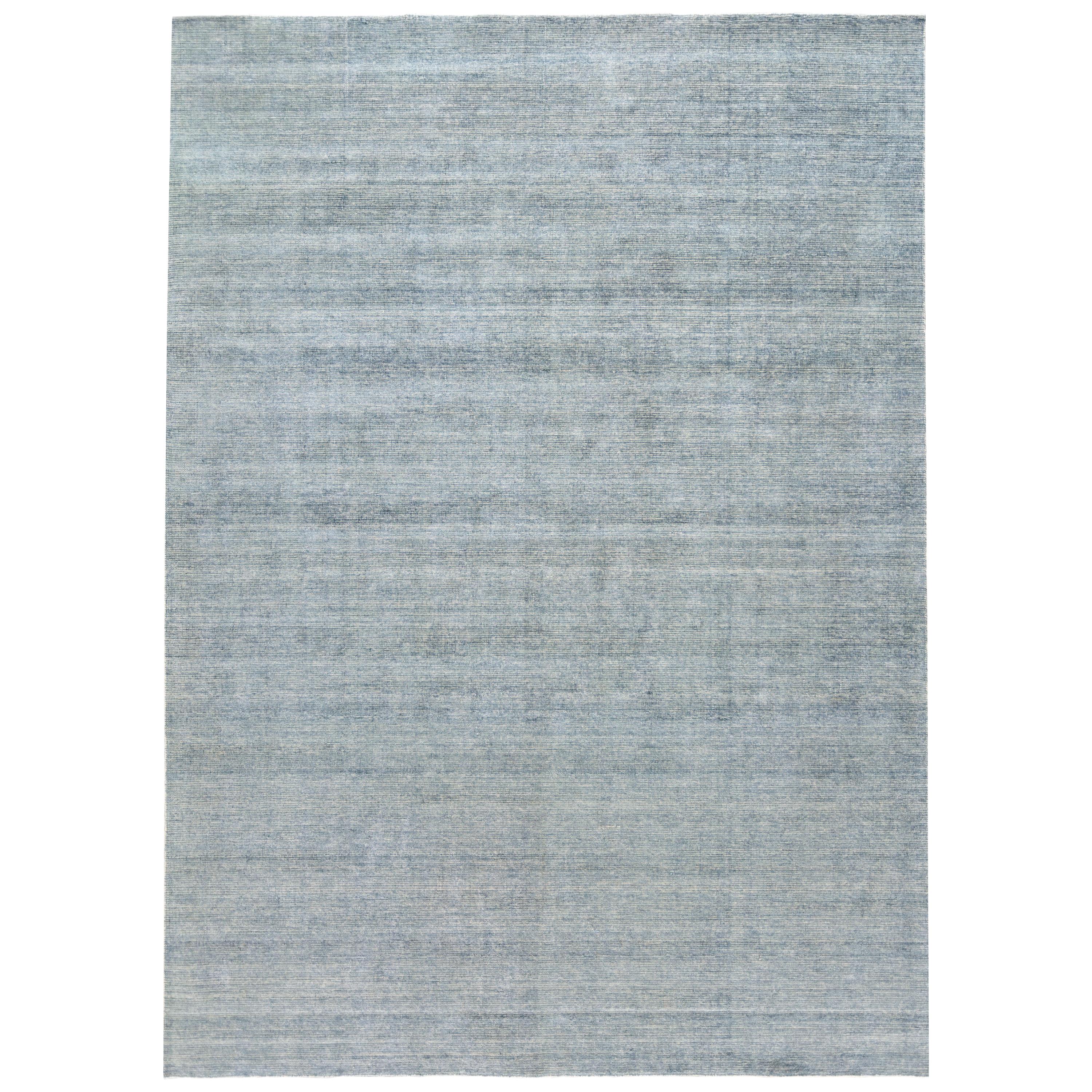 Tappeto Apadana Modern Bamboo/Silk Boho Handmade Blu