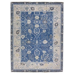 Apadana's Artisan Collection Handgefertigter blauer Wollteppich
