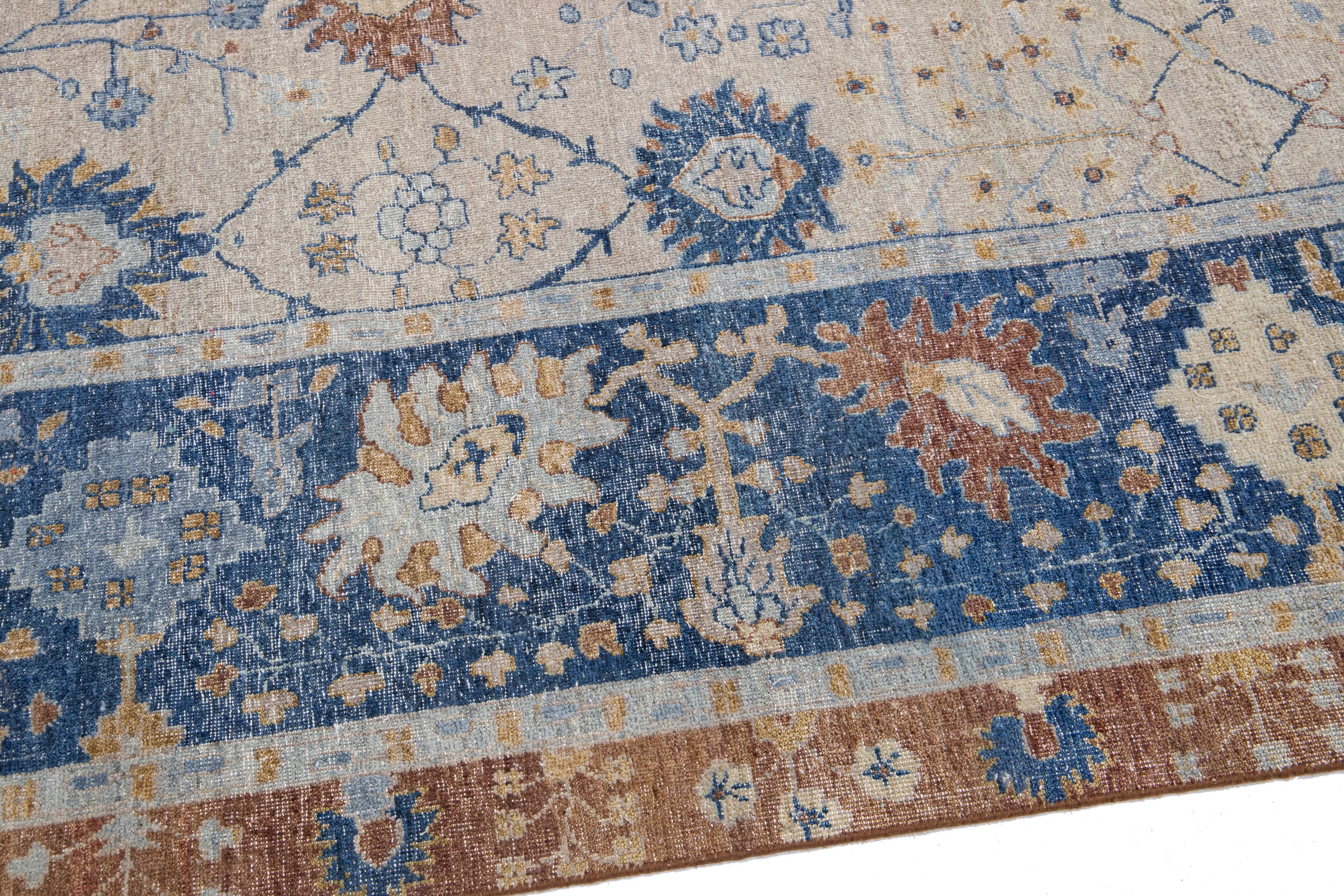 Apadana's Artisan Collection Handmade Brown Wool Rug  In New Condition For Sale In Norwalk, CT