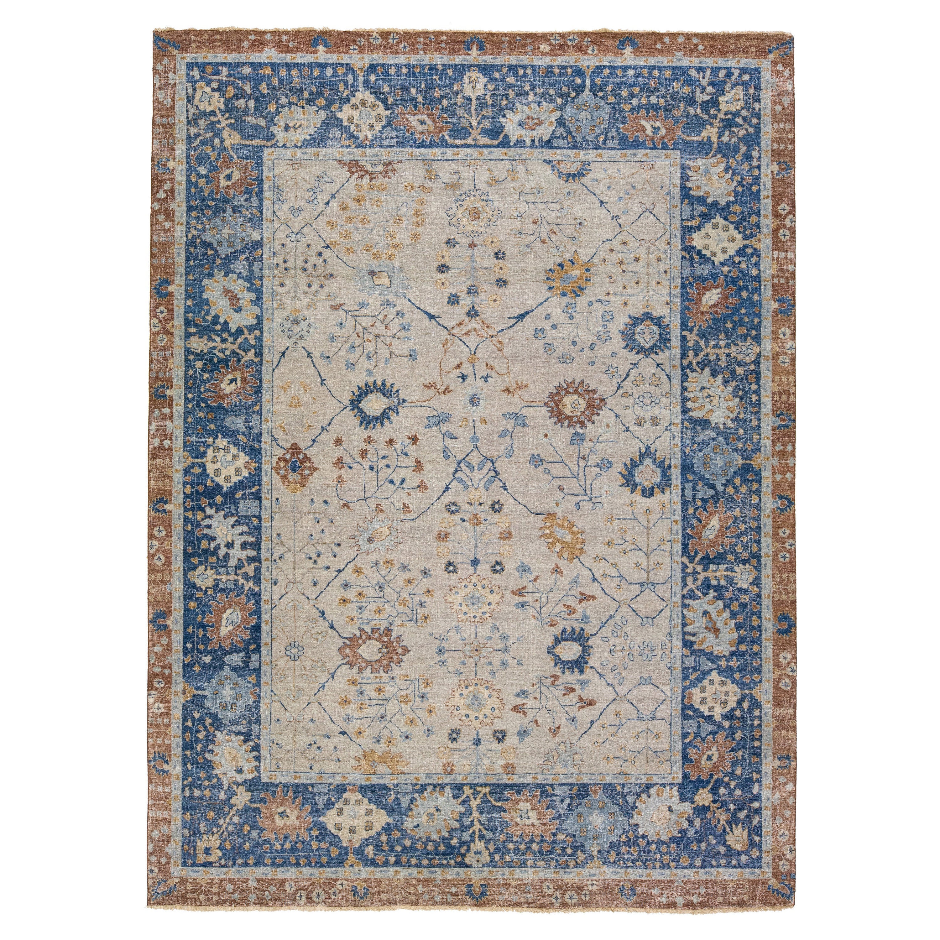 Tapis en laine marron fait à la main de la collection artisanale Apadana
