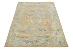 Apadana's Contemporary Designed Sultanabad Wool Rug Handmade In Light Brown