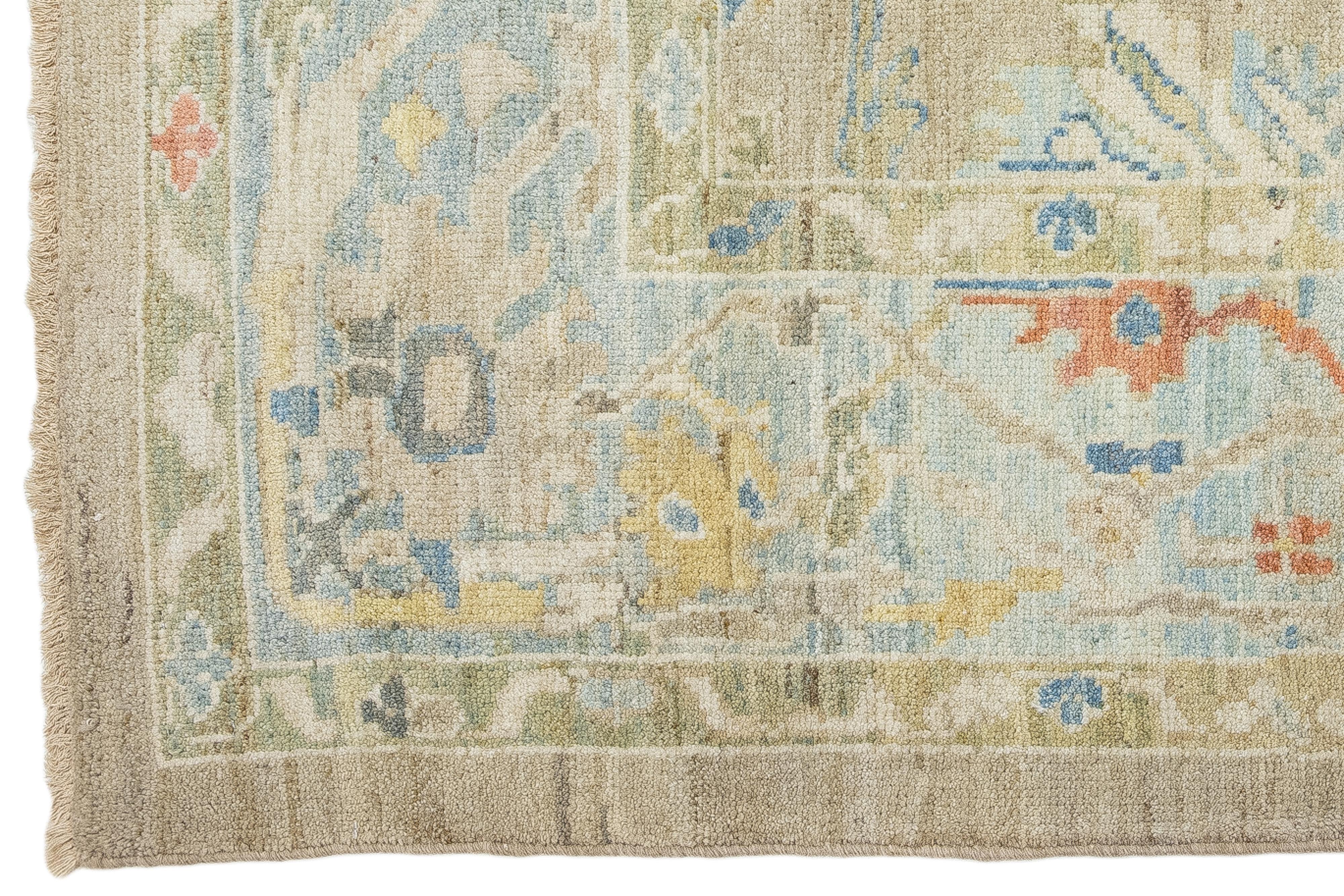 Lana Tappeto in lana Sultanabad Rugs di Apadana dal design contemporaneo e realizzato a mano in marrone chiaro in vendita