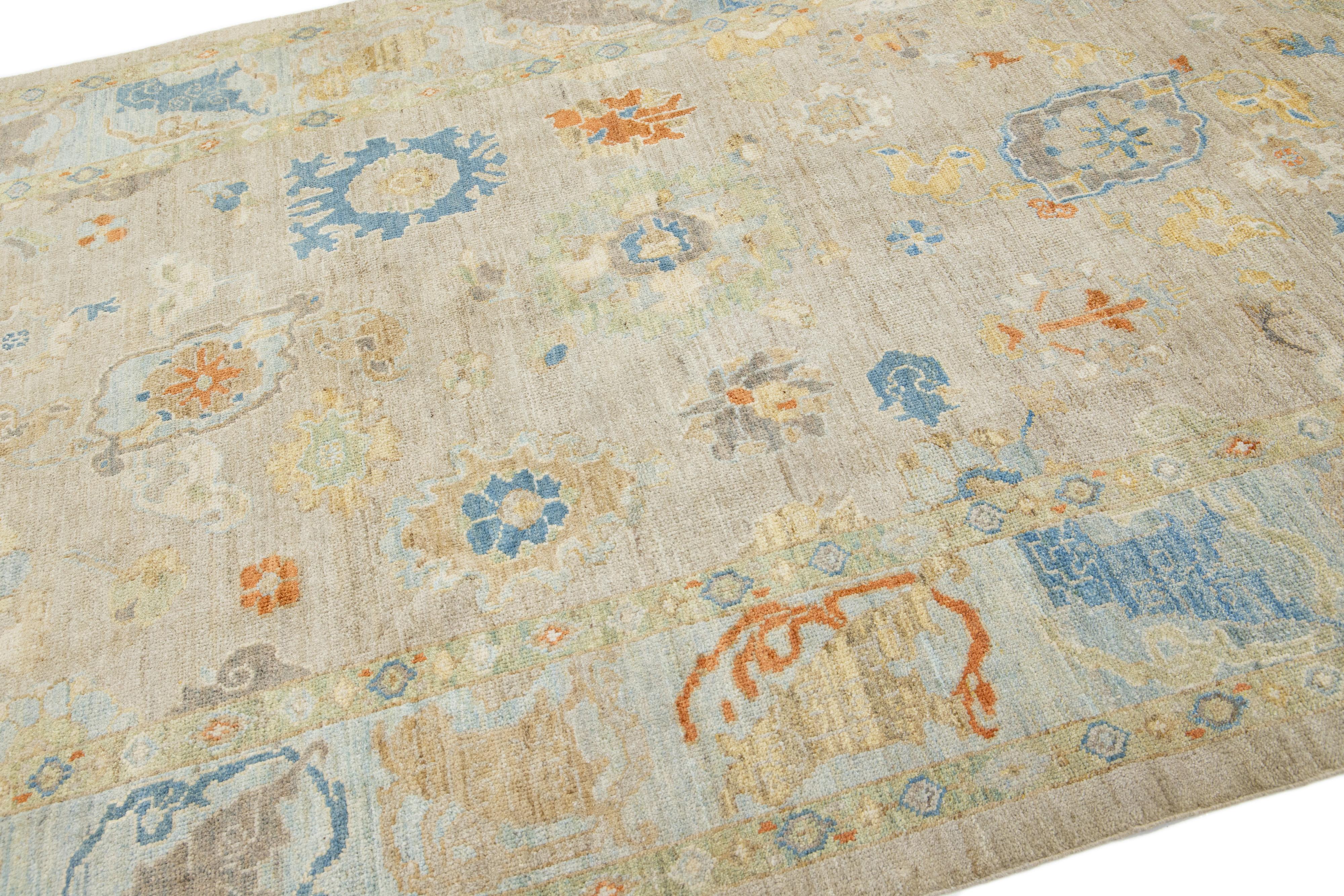 Tappeto contemporaneo in lana Sultanabad Rugs marrone chiaro con design/One di Apadana in vendita 3