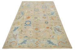 Alfombra contemporánea de lana sultanabad marrón claro con diseño integral de Apadana