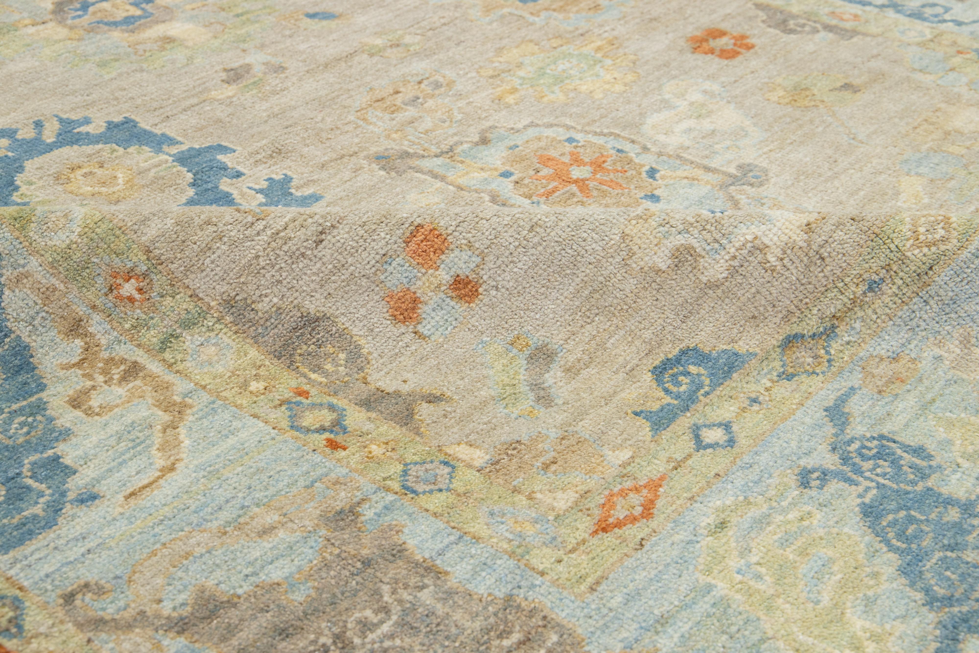 Tappeto contemporaneo in lana Sultanabad Rugs marrone chiaro con design/One di Apadana in vendita 2