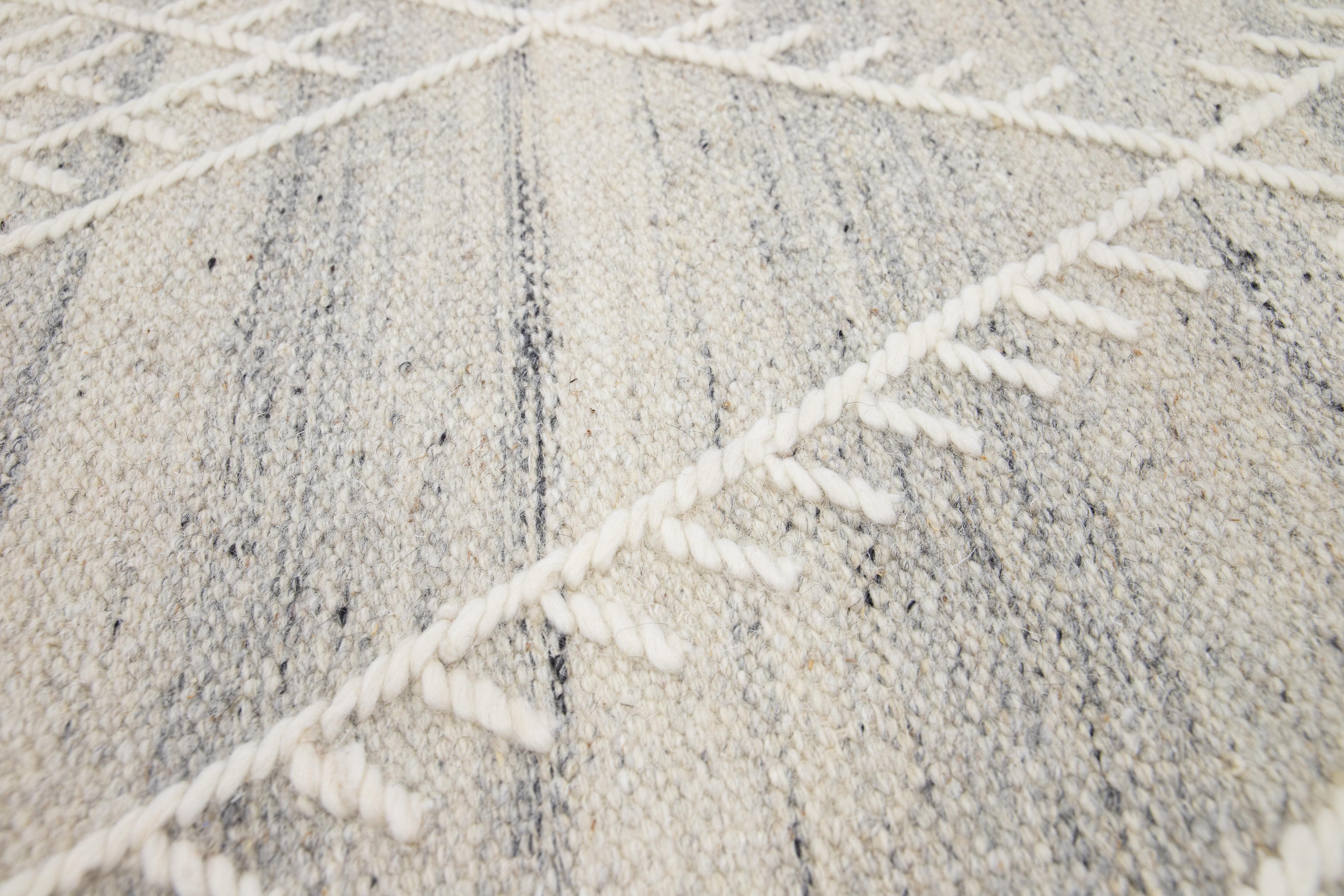Apadana's Flatweave Kilim Beige Custom Wool Rug In New Condition For Sale In Norwalk, CT