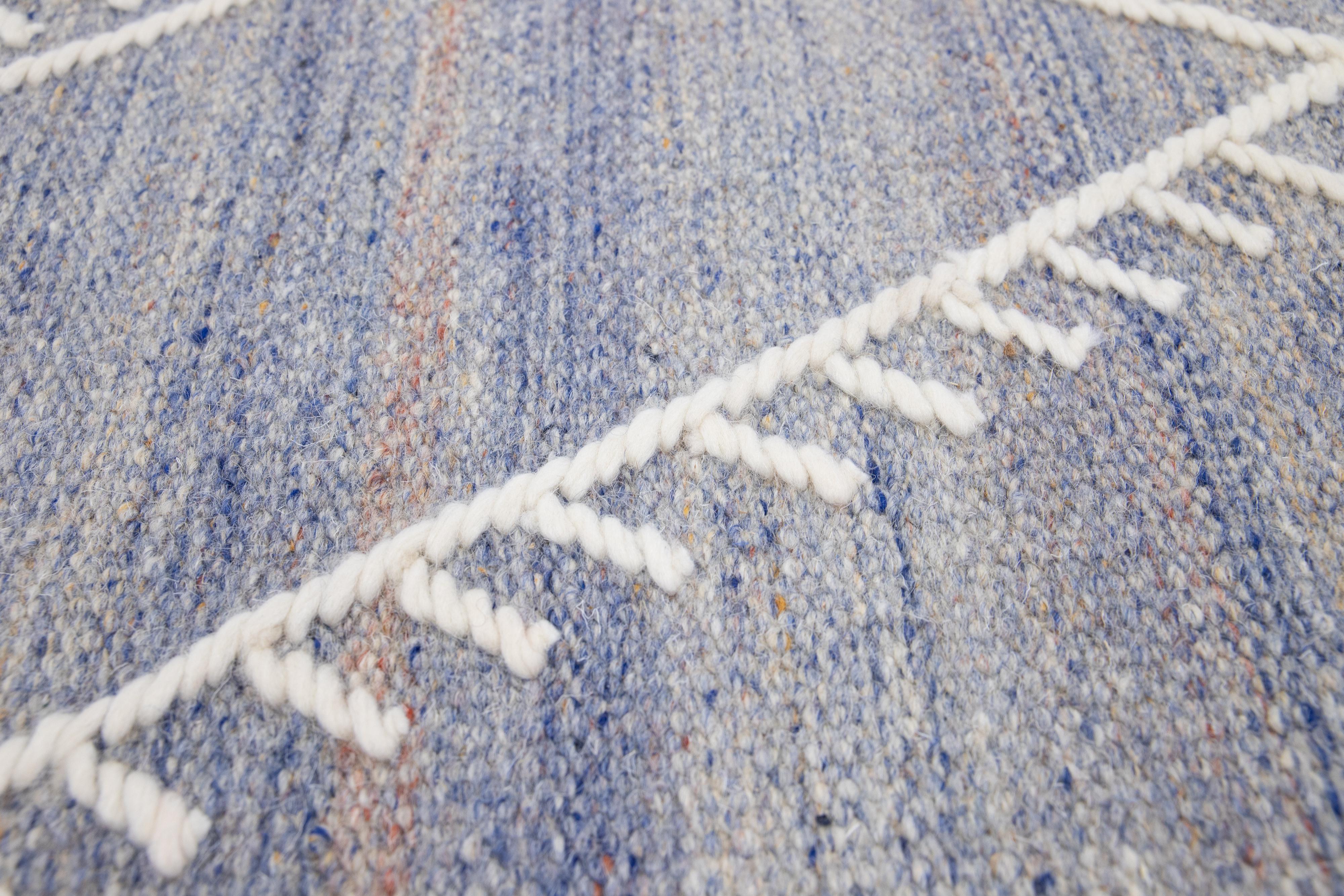  Apadana's Flatweave Kilim Blue Custom Wool Rug In New Condition For Sale In Norwalk, CT
