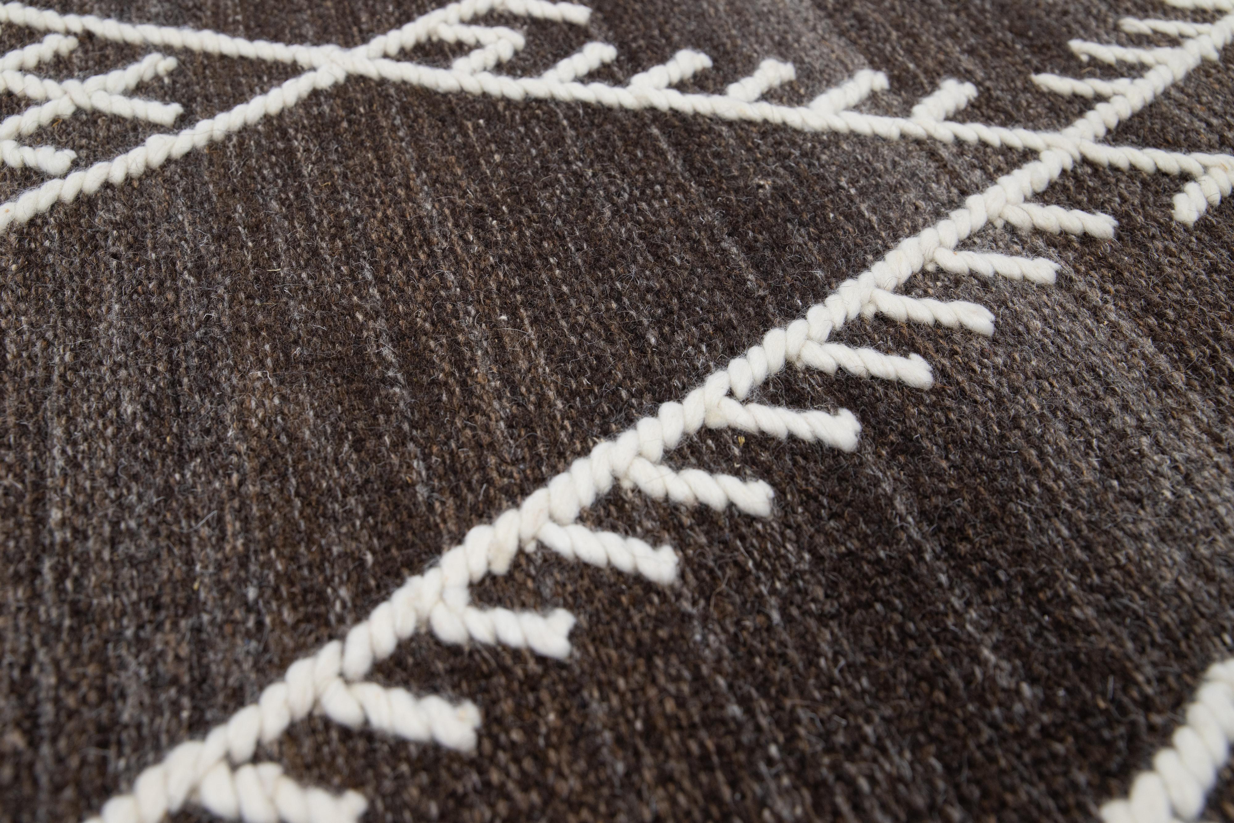 Apadana's Flatweave Kilim Brown Custom Wool Rug In New Condition For Sale In Norwalk, CT
