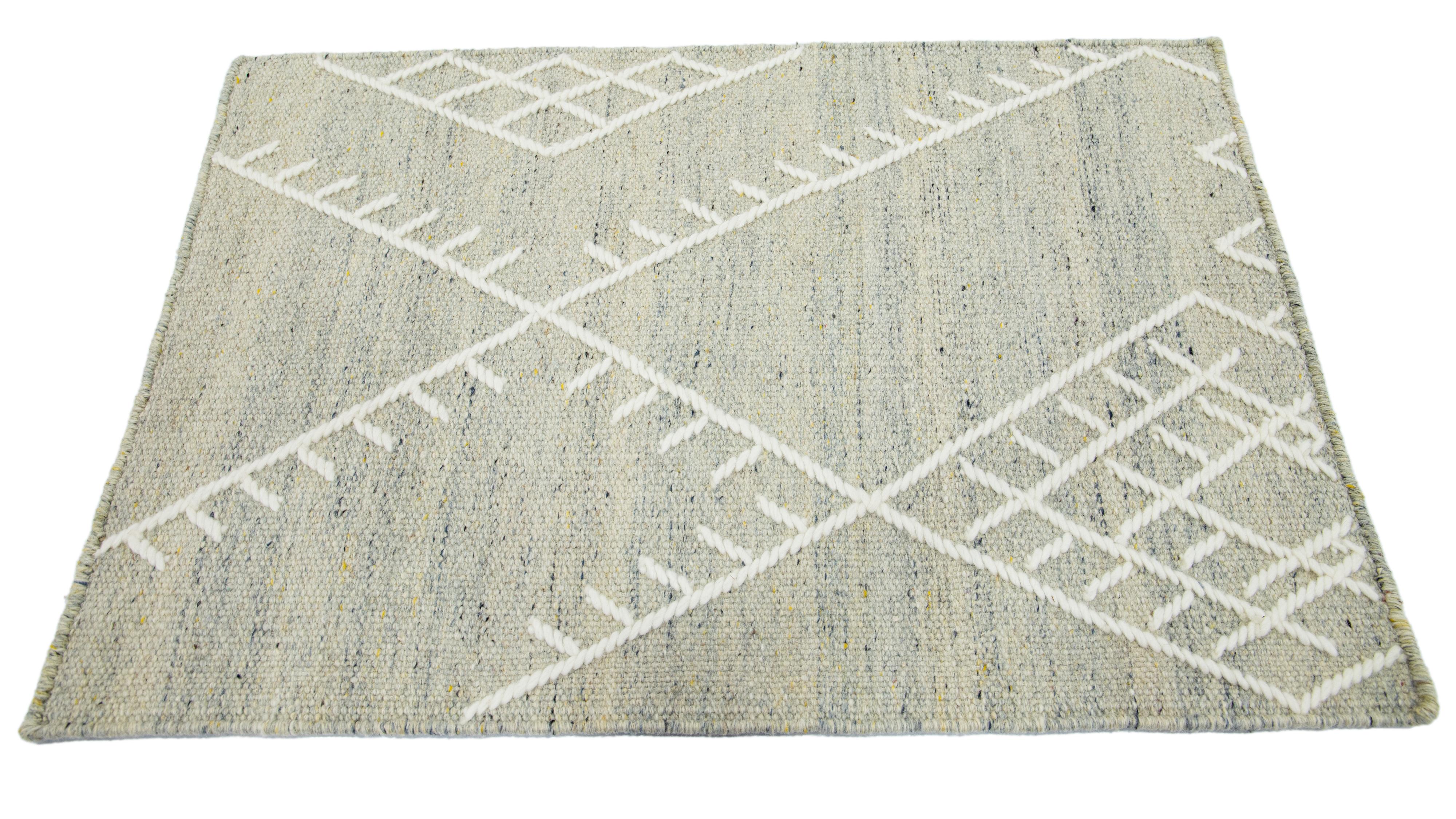 Apadana's Nantucket Collection wool custom rug. Custom sizes and colors made-to-order. 

Material: Wool 
Techniques: Flatweave
Style: Geometric-Coastal
Lead time: Approx. 15-16 wks available 
Colors: As shown, other custom colors are available.