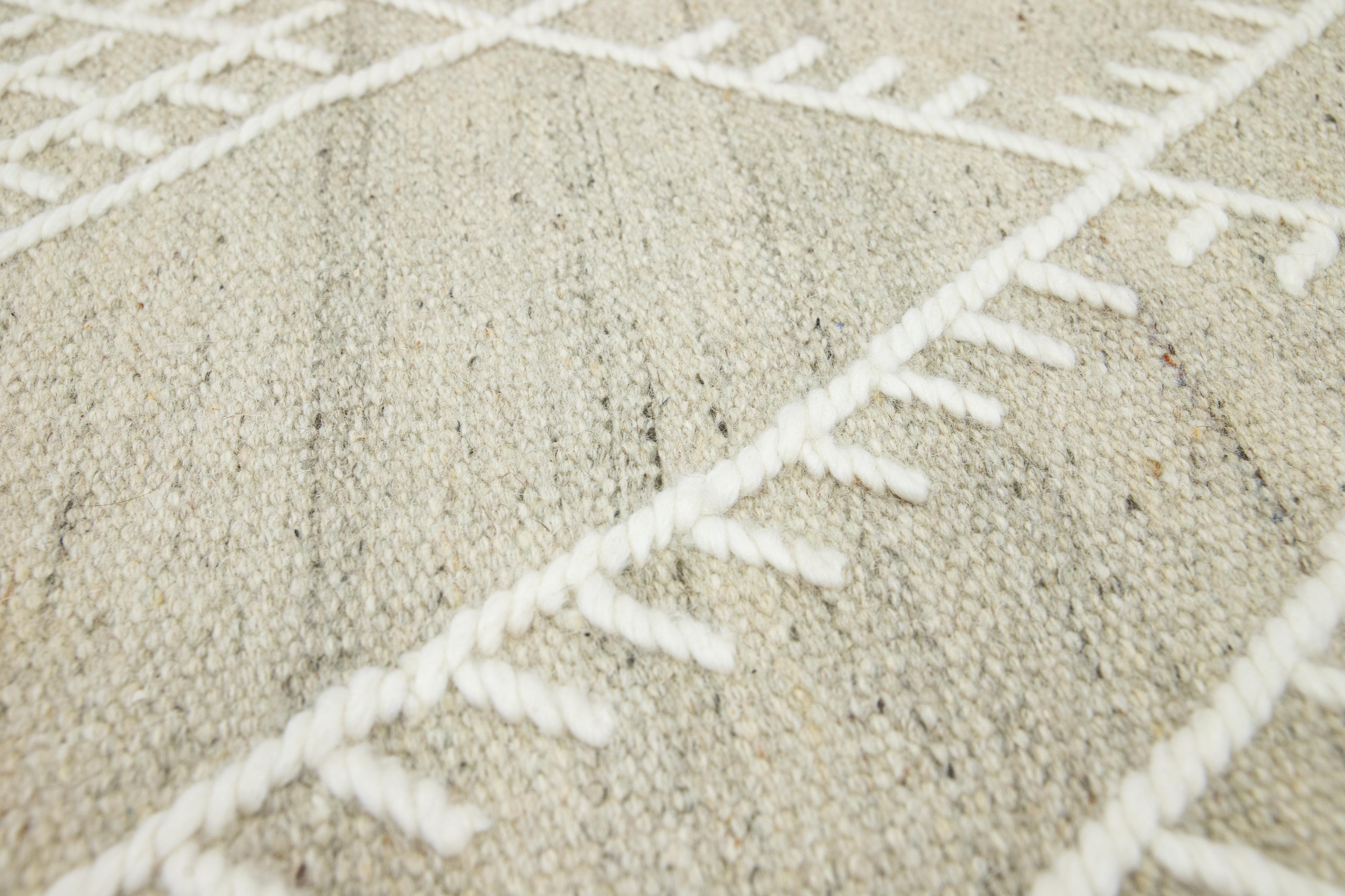 Apadana's Flatweave Kilim Custom Beige Wool Rug In New Condition For Sale In Norwalk, CT
