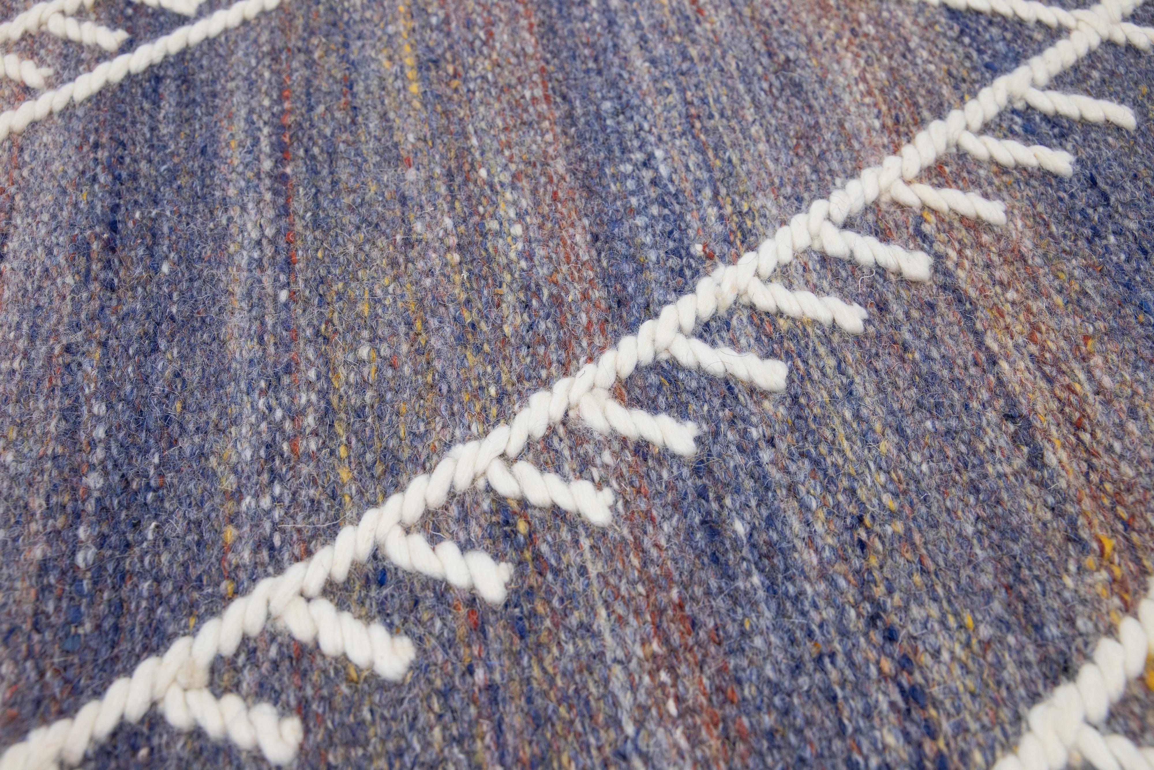Apadana's Flatweave Kilim Custom Blue Wool Rug In New Condition For Sale In Norwalk, CT