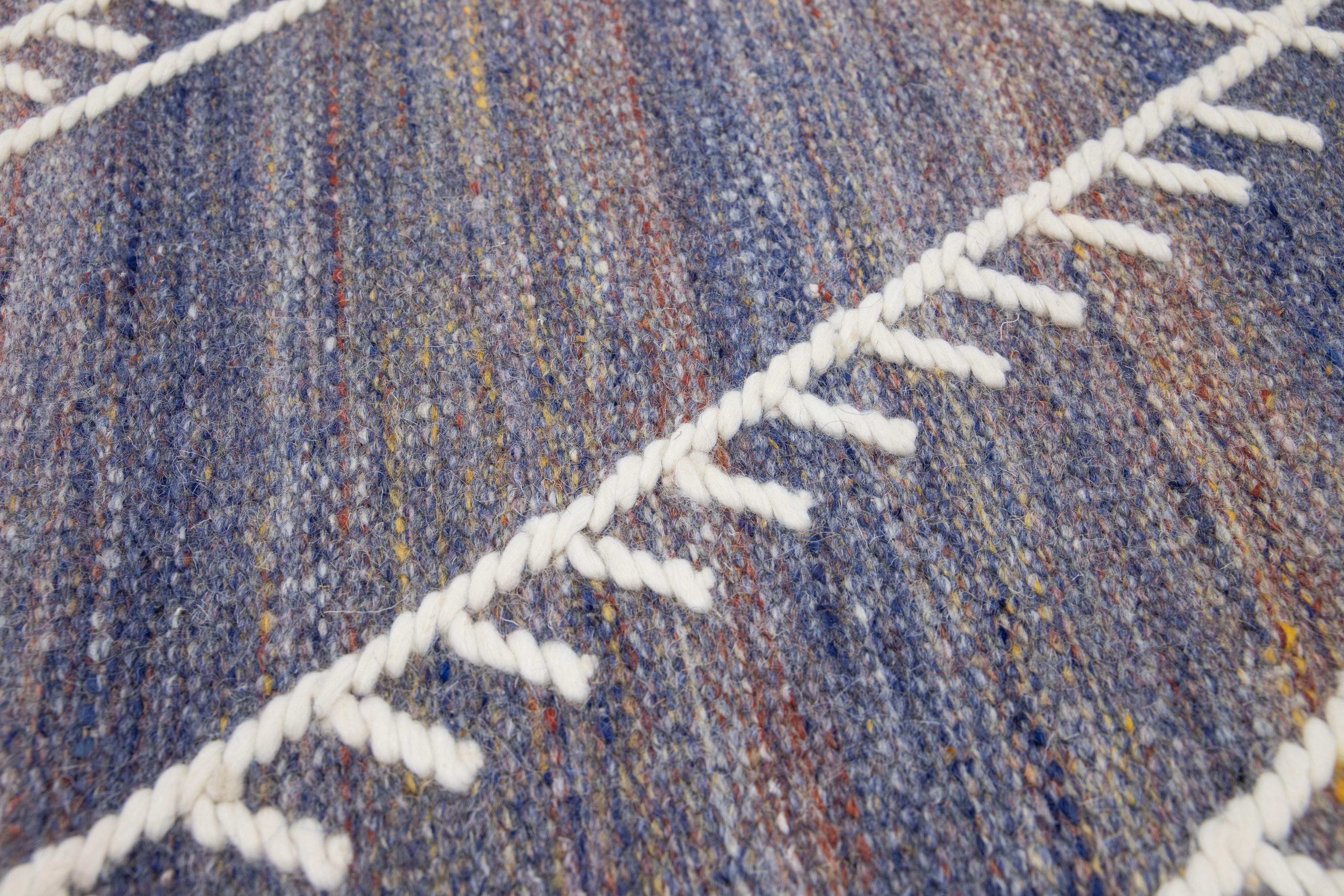 Apadana's Flachgewebter blauer Wollteppich aus Kelim im Zustand „Neu“ im Angebot in Norwalk, CT
