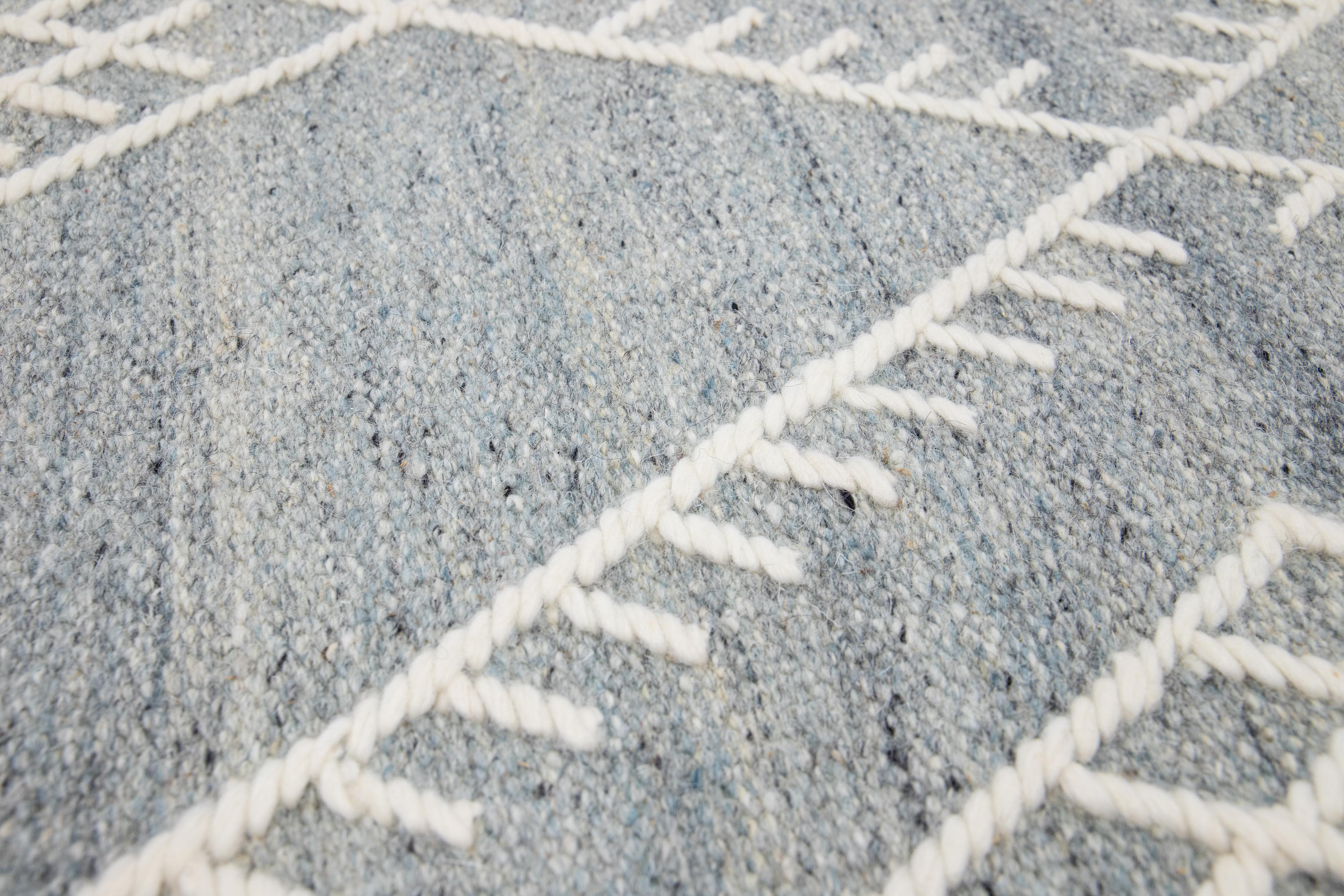 Apadana's Flatweave Kilim Custom Gray Wool Rug In New Condition For Sale In Norwalk, CT