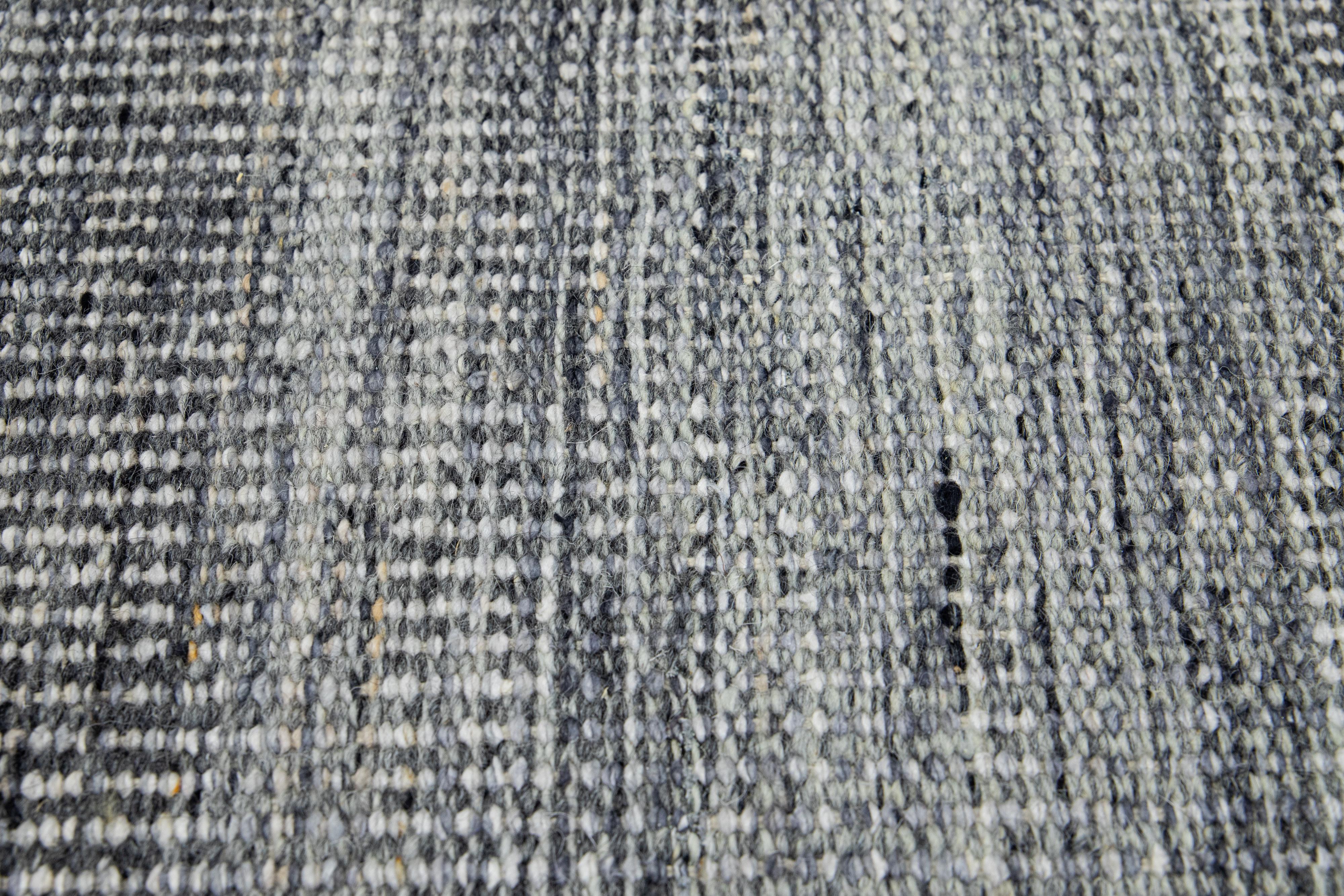 Apadana's Flatweave Kilim Custom Grey Wool Rug In New Condition For Sale In Norwalk, CT