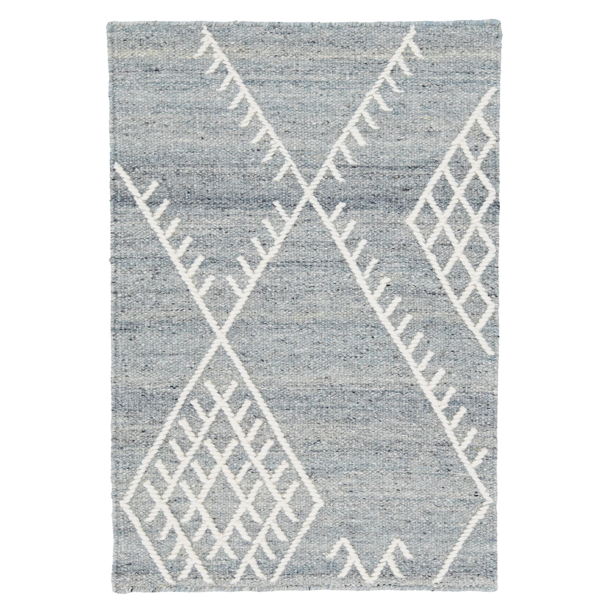 Apadana's Flatweave Kilim Custom Gray Wool Rug