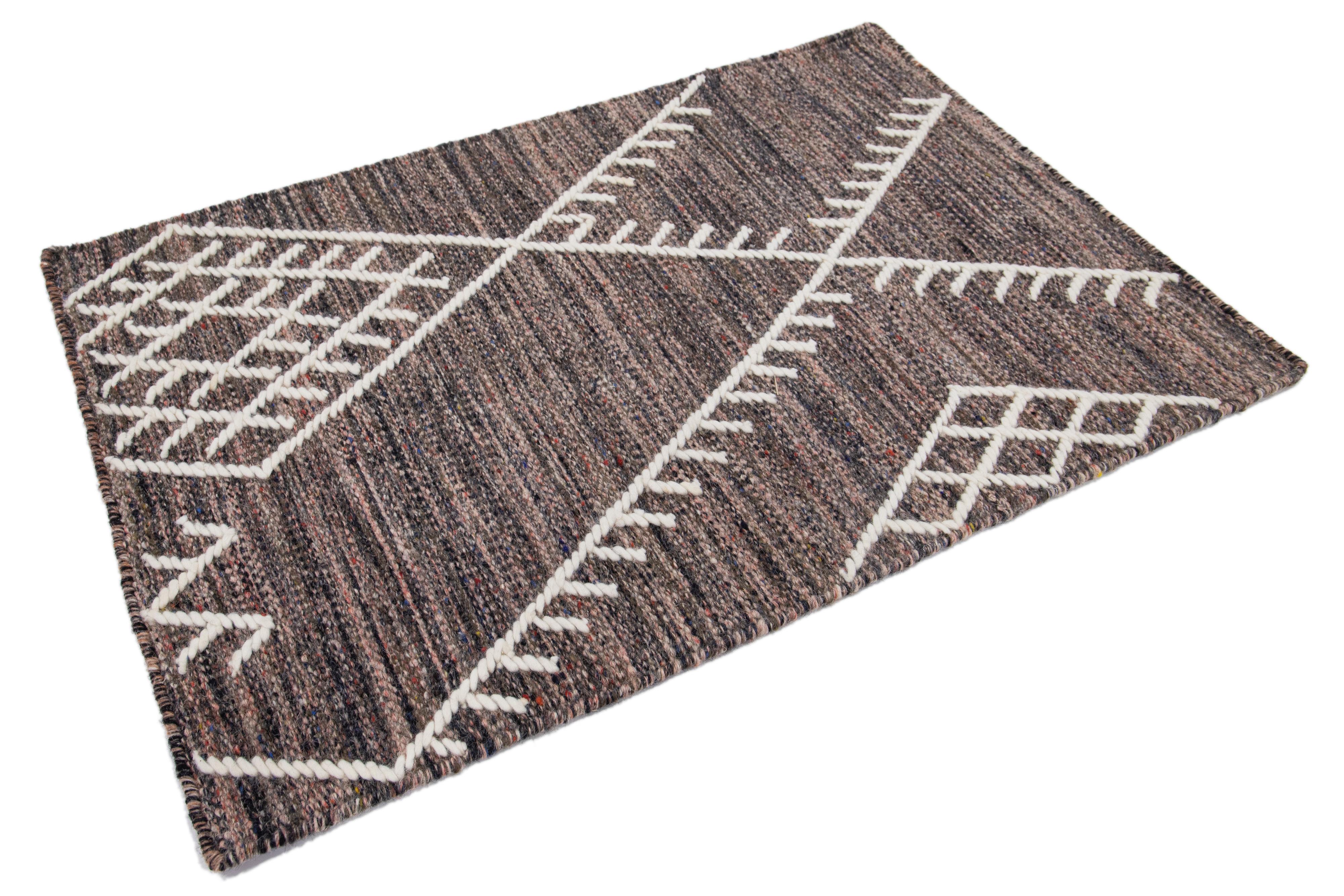 Hand-Woven  Apadana's Flatweave Kilim Custom Multi Wool Rug For Sale