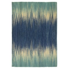 Apadana's Flatweave Kilim Custom New Zealand Wool Rug In Blue and Green