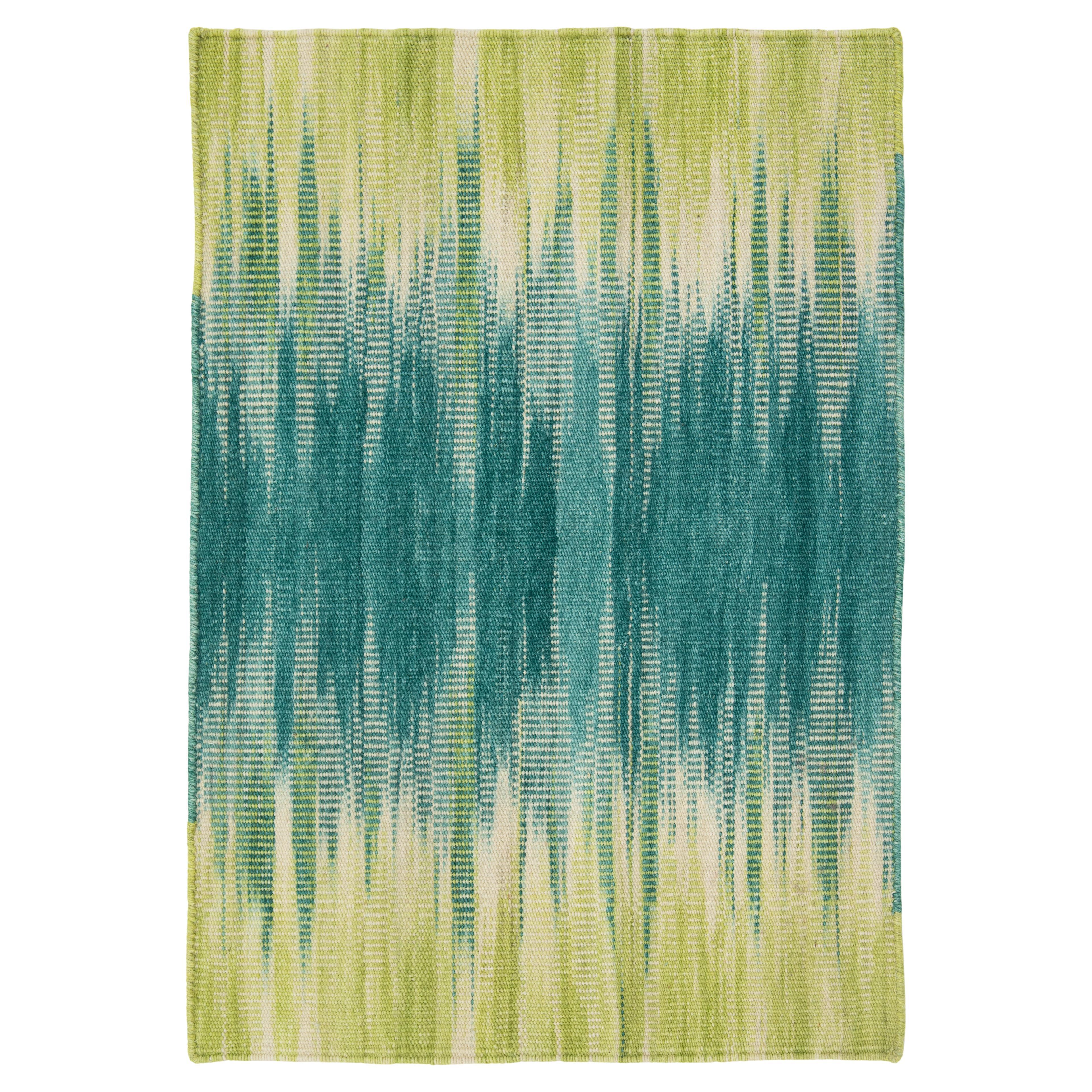 Apadana's Flatweave Kilim Custom New Zealand Wool Rug In Green