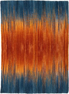 Apadana's Flatweave Kilim Custom New Zealand Wool Rug In Orange and Blue