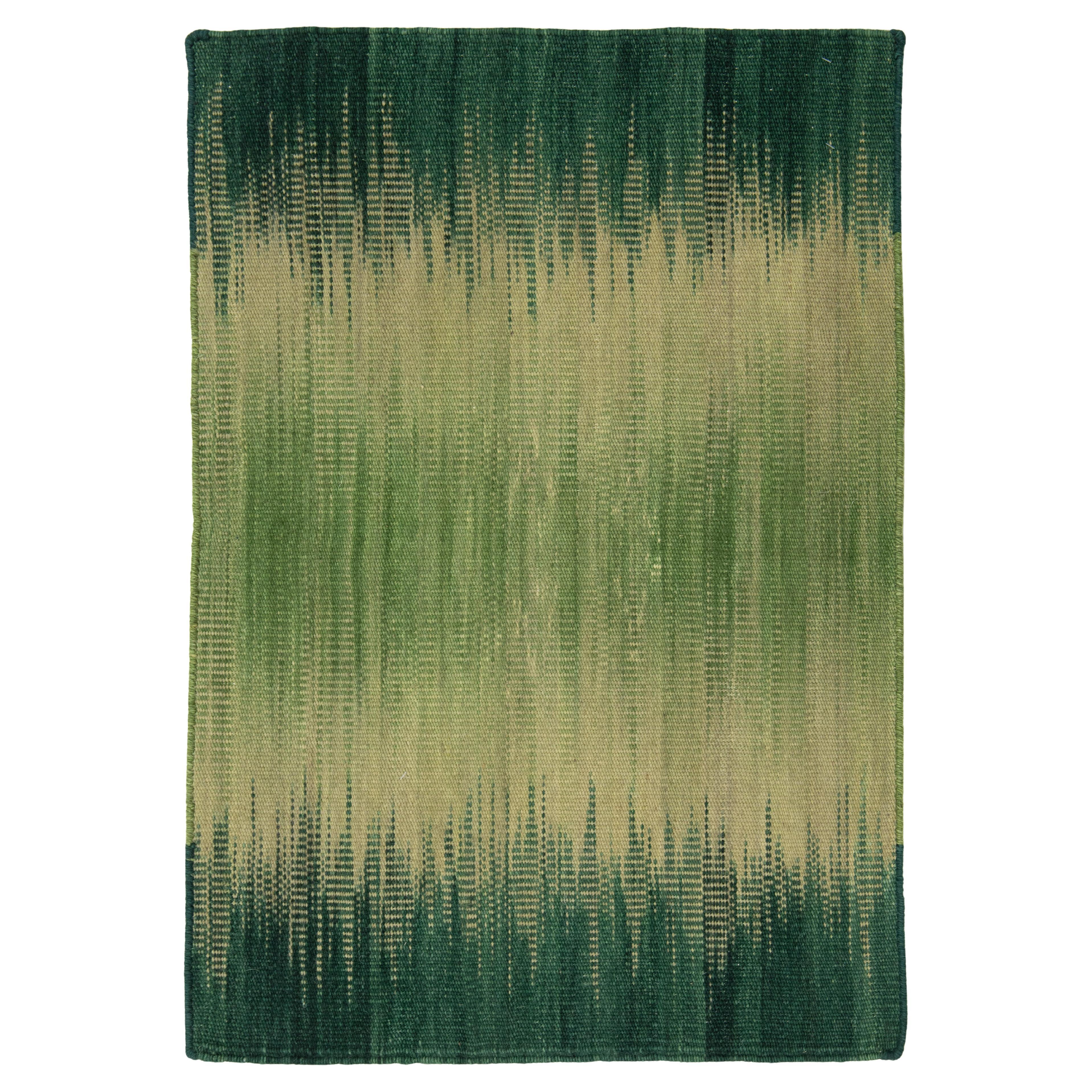 Apadana's Flatweave Kilim Green Custom New Zealand Wool Rug