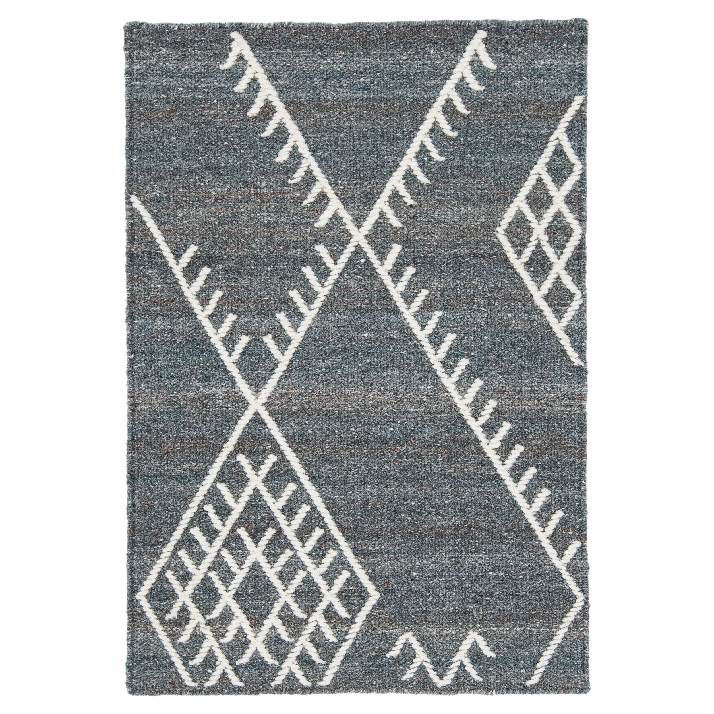 Rug & Kilim grigio a trama piatta di Apadana in lana personalizzato