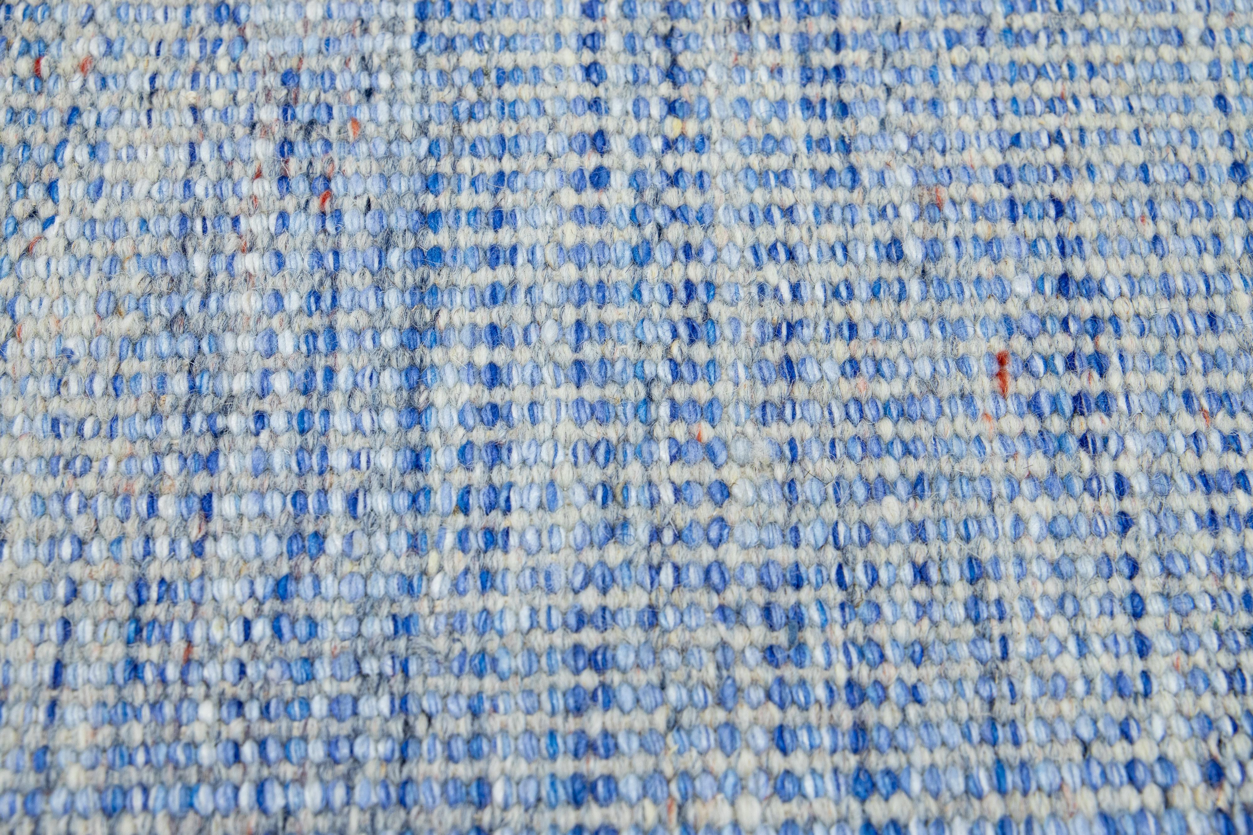  Apadana's Flatweave Kilim Light Blue Custom Wool Rug In New Condition For Sale In Norwalk, CT