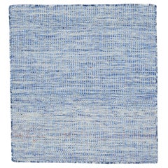 Apadana Flatweave-Kelim-Teppich in Hellblau, maßgefertigter Wollteppich