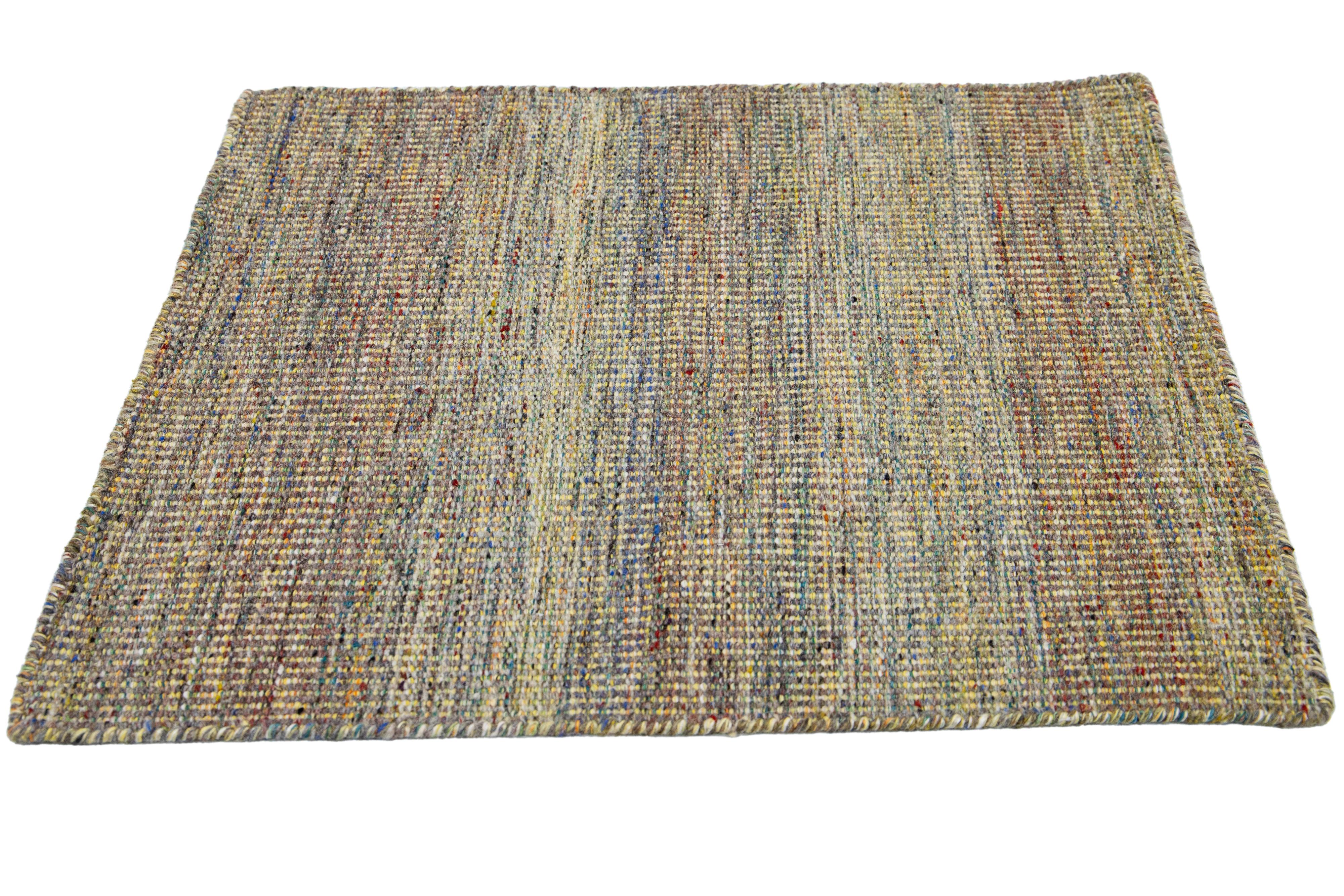 Apadana's Kilim flatweave wool custom rug. Custom sizes and colors made-to-order.

Material: Wool.
Techniques: Flatweave.
Style: Solid-Coastal.
Lead time: Approx. 15-16 weeks available.
Colors: As shown, other custom colors are