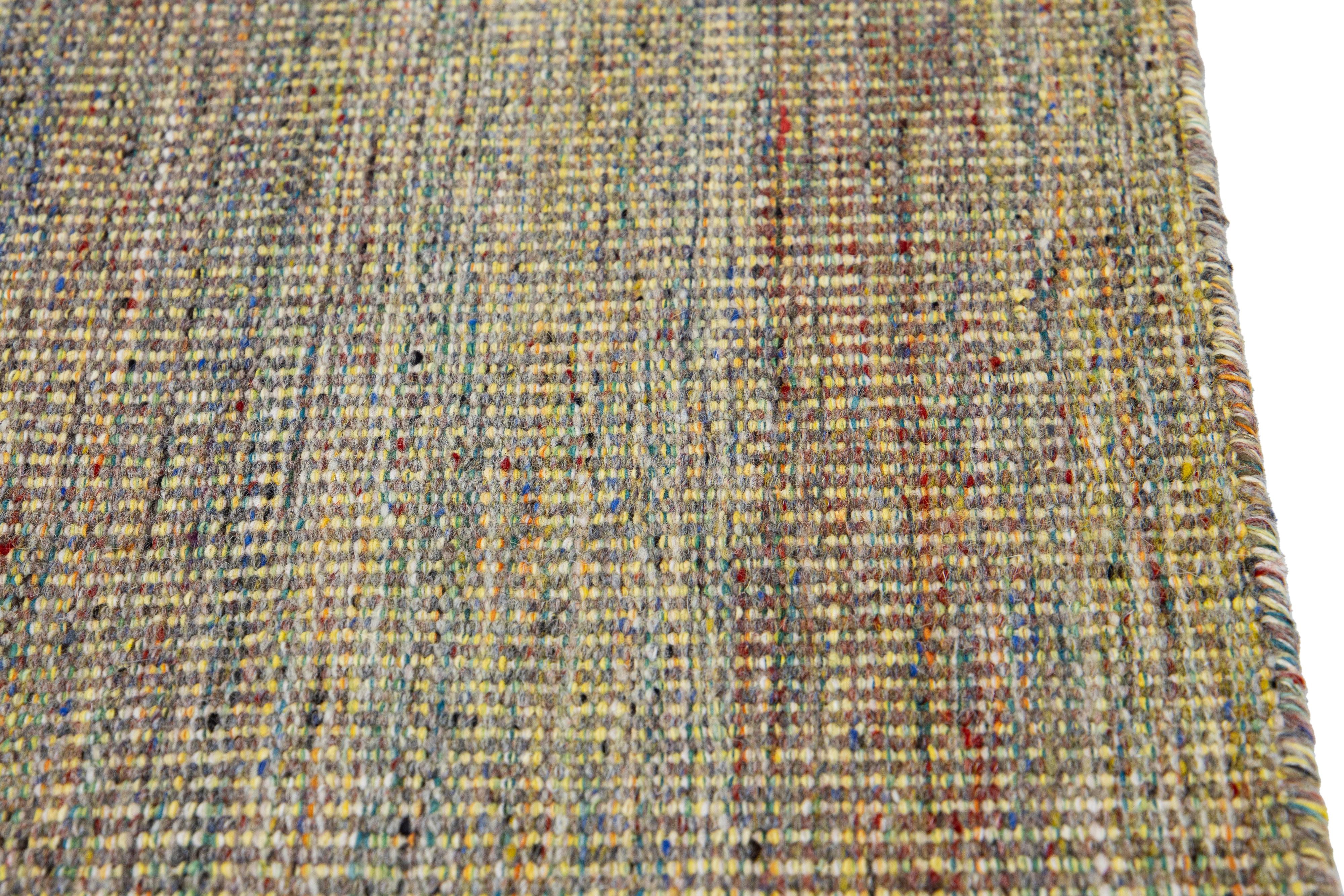 Indian Apadana's Flatweave Kilim Multicolor Custom Wool Rug For Sale