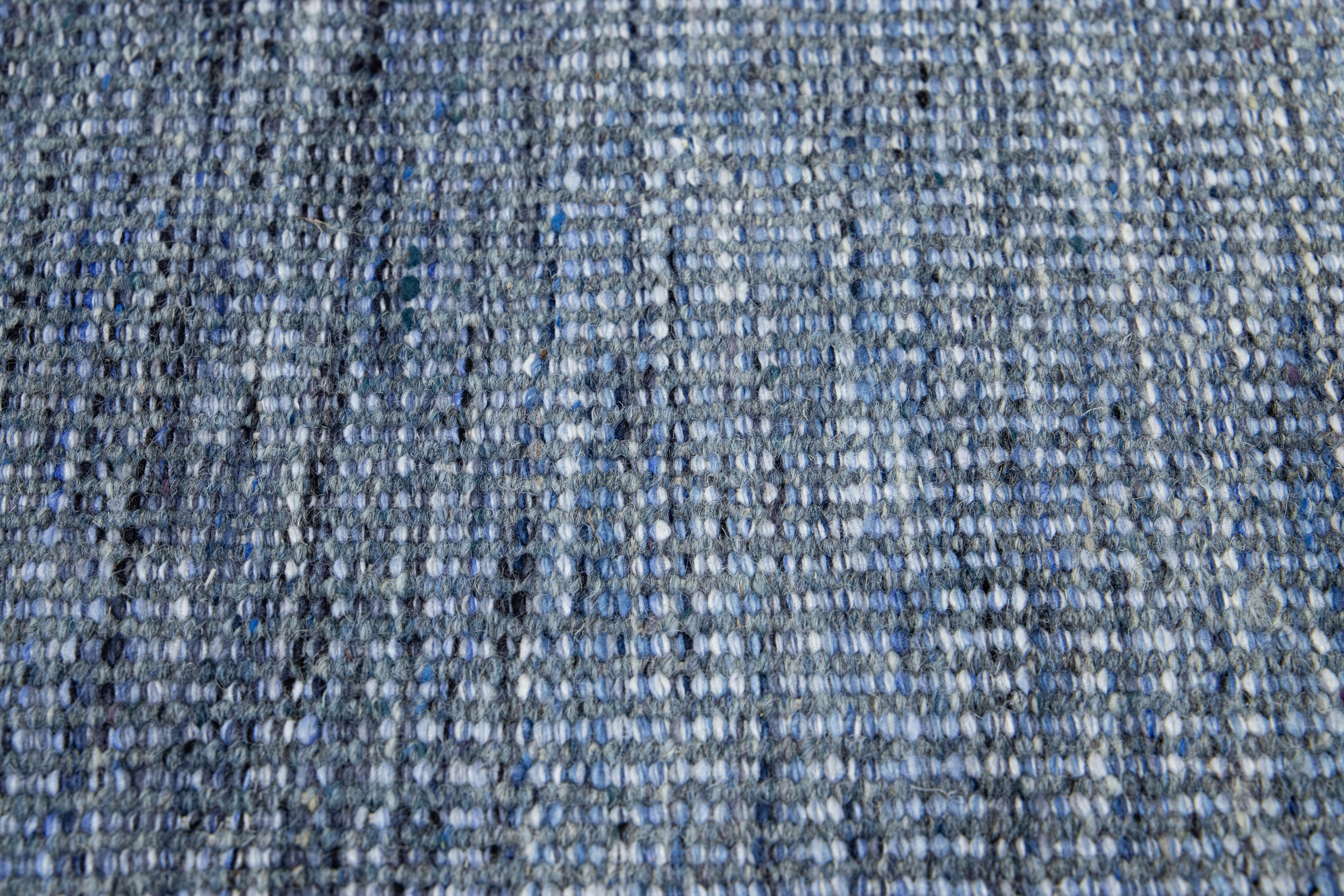 Apadana's Flatweave Kilim Navy Blue Custom Wool Rug In New Condition For Sale In Norwalk, CT