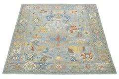 Apadana's Ligth Blue Modern Sultanabad Room Size Wool Rug with Allover Design