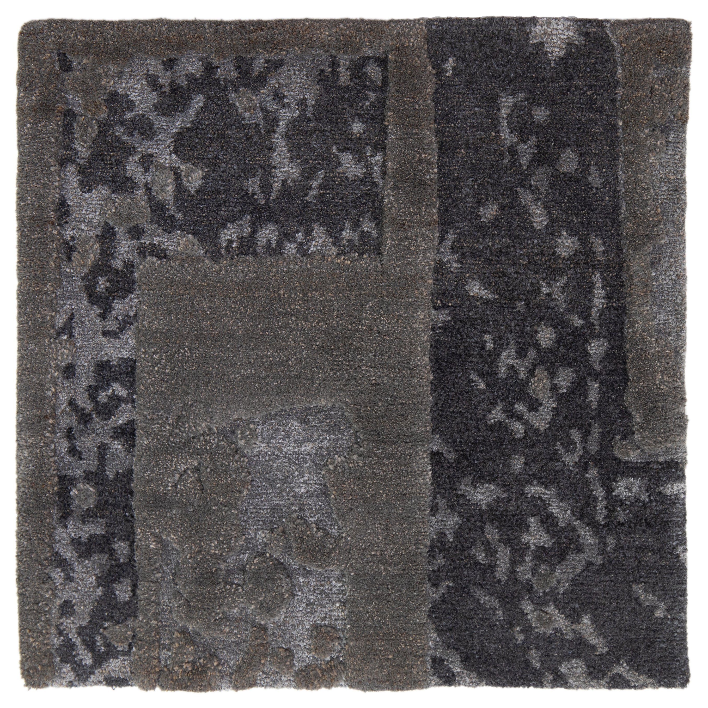 Apadana's Modern Aloe and Silk Custom Rug In Gray