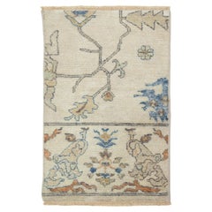 Apadana's Modern Beige Turkish Oushak Wool Custom Rug