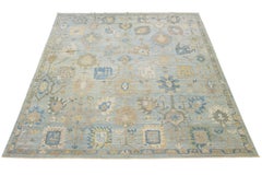 Apadana's Modern Blue Oversized Sultanabad Wool Rug with Allover Design