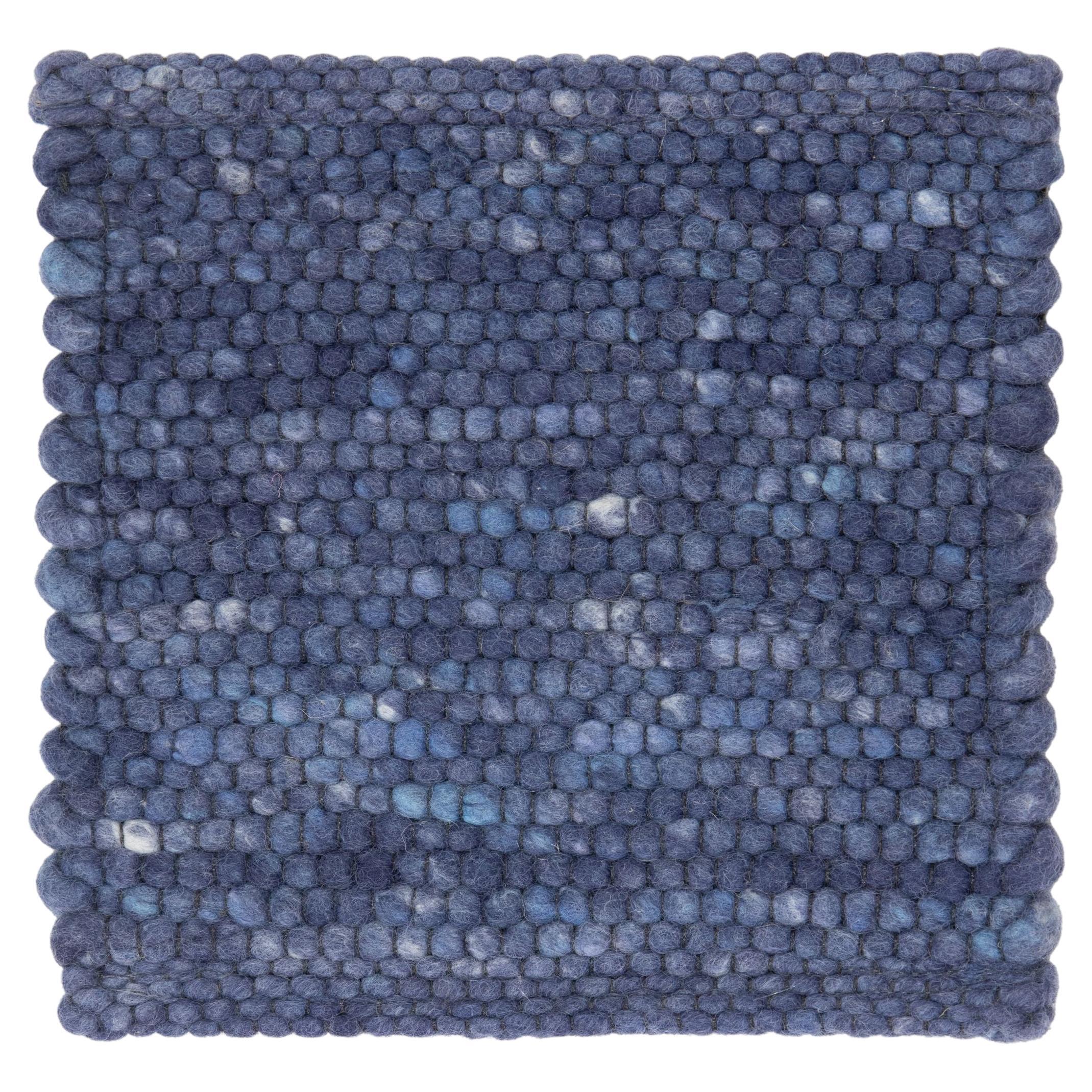 Apadana's Modern Blue Texture Designed Custom Wool Rug
