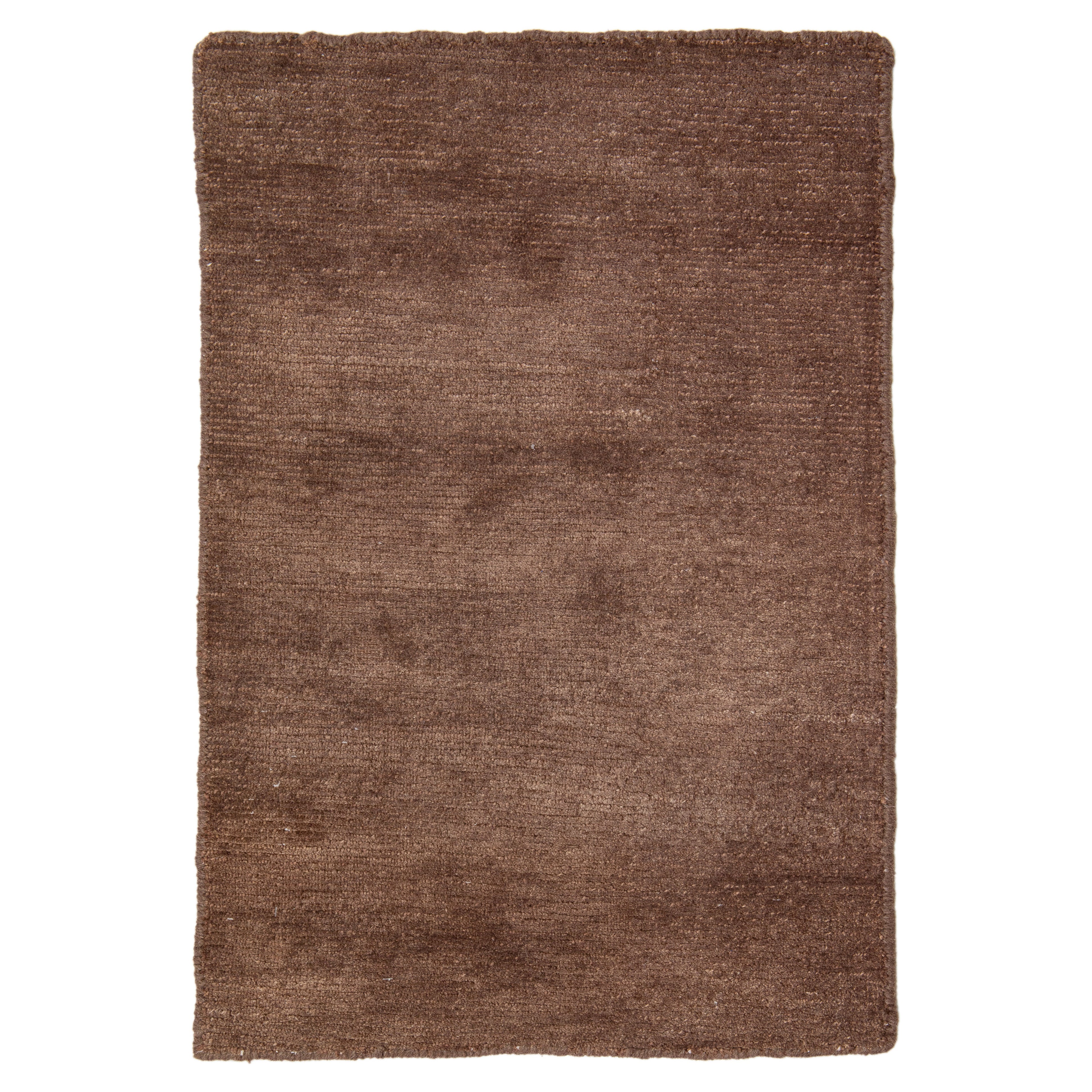 Apadana's Modern Desert Collection Individueller Seidenteppich in Brown